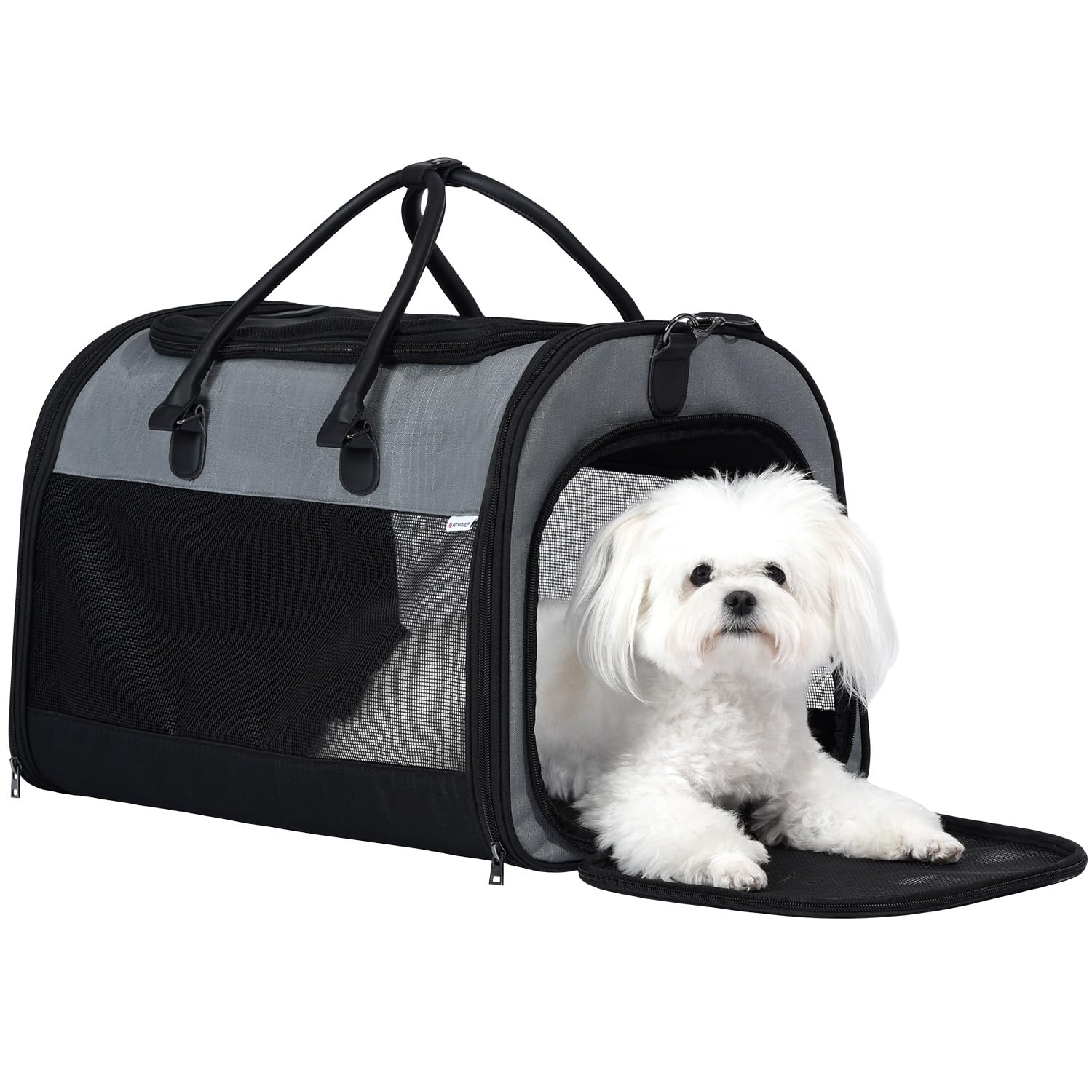 PET MARVEL Cat Carrier Soft Sided Large for Pet Dogs up to 25 Lbs, Airline Approved Mesh Pet Travel Bag, Breathable Bite-Resistant Fabric with