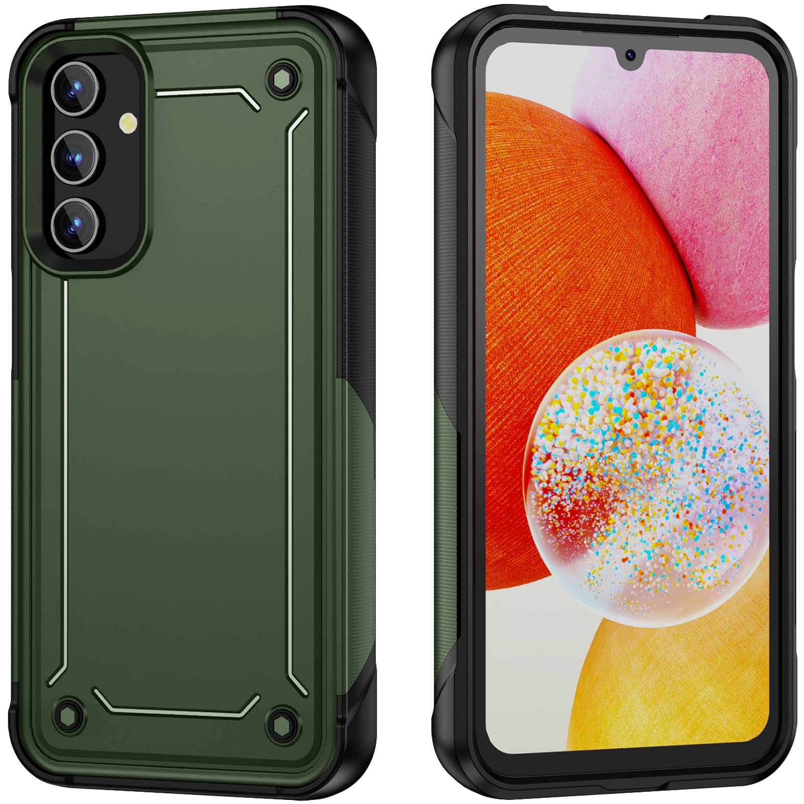 Fucozan Galaxy A15 5G Case - 2 in 1 Military Drop Tested, Rugged Heavy Duty, Shockproof Protective Case - Army Green