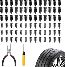60PCS Screw in Tire Plugs, Tire Repair Screws with 2-in-1 Screwdriver & Needle Nose Pliers, Self-Tapping Tire Plug Kit for Fast Puncture Fix on Car, Motorcycle, Truck Tires