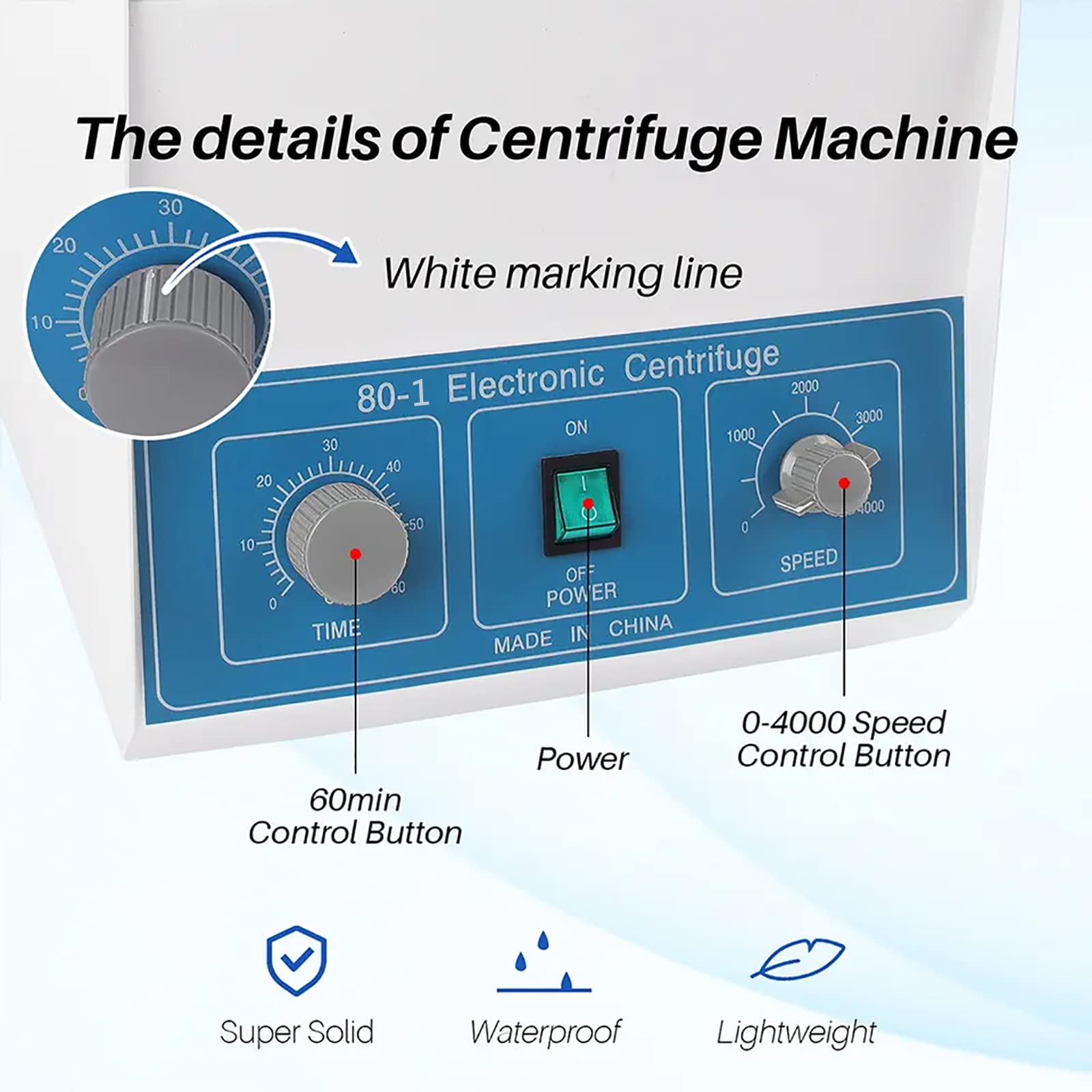 Centrifugeuses de Paillasse de Laboratoire, centrifugeuse électrique, capacité 20 ML x 6, minuterie et contrôle de la Vitesse, 4000 TR/Min, 0-60 Min, 110 V/220 V, pour la Pratique Chimique