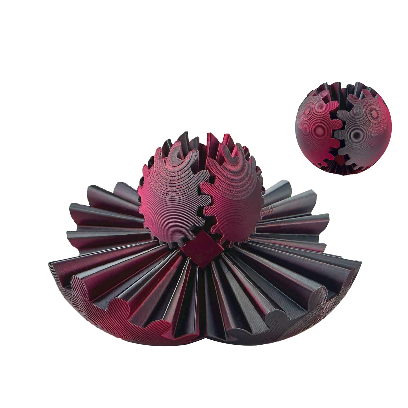 3D Printed Gear Sphere Fidget Toy - 8CM Portable Gear Ball, Steampunk Whirling Wonder Fidget Gearsphere, Torque Ball Turning Toys, Stress Relief Toys for kids Adults Home Travel Anxiety ADHD