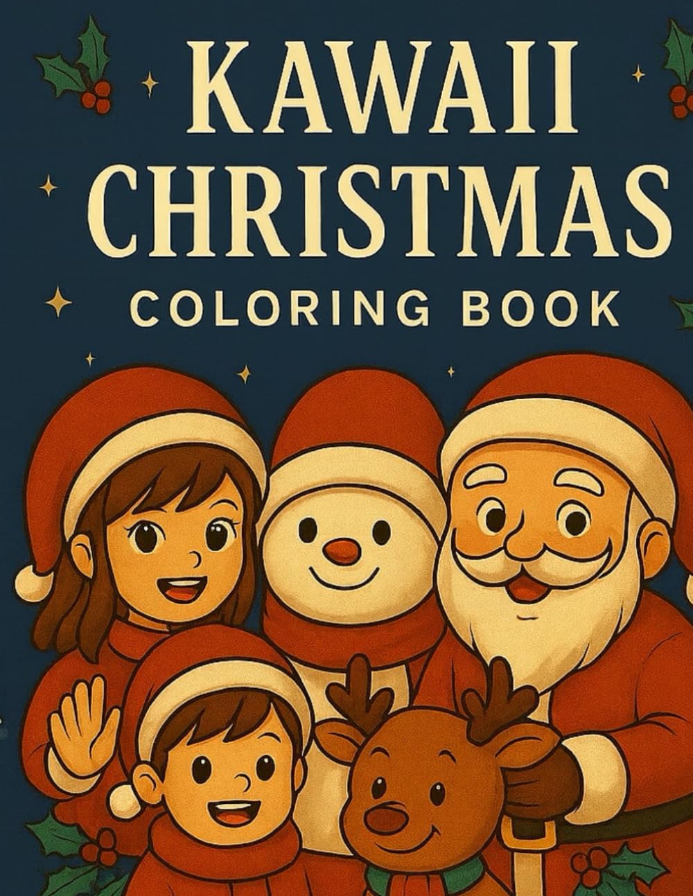 Kawaii Christmas Coloring Book: 50 Adorable Holiday Coloring Pages for Kids, Teens & Adults – Cute Kawaii Animals, Santa, Snowmen & More!