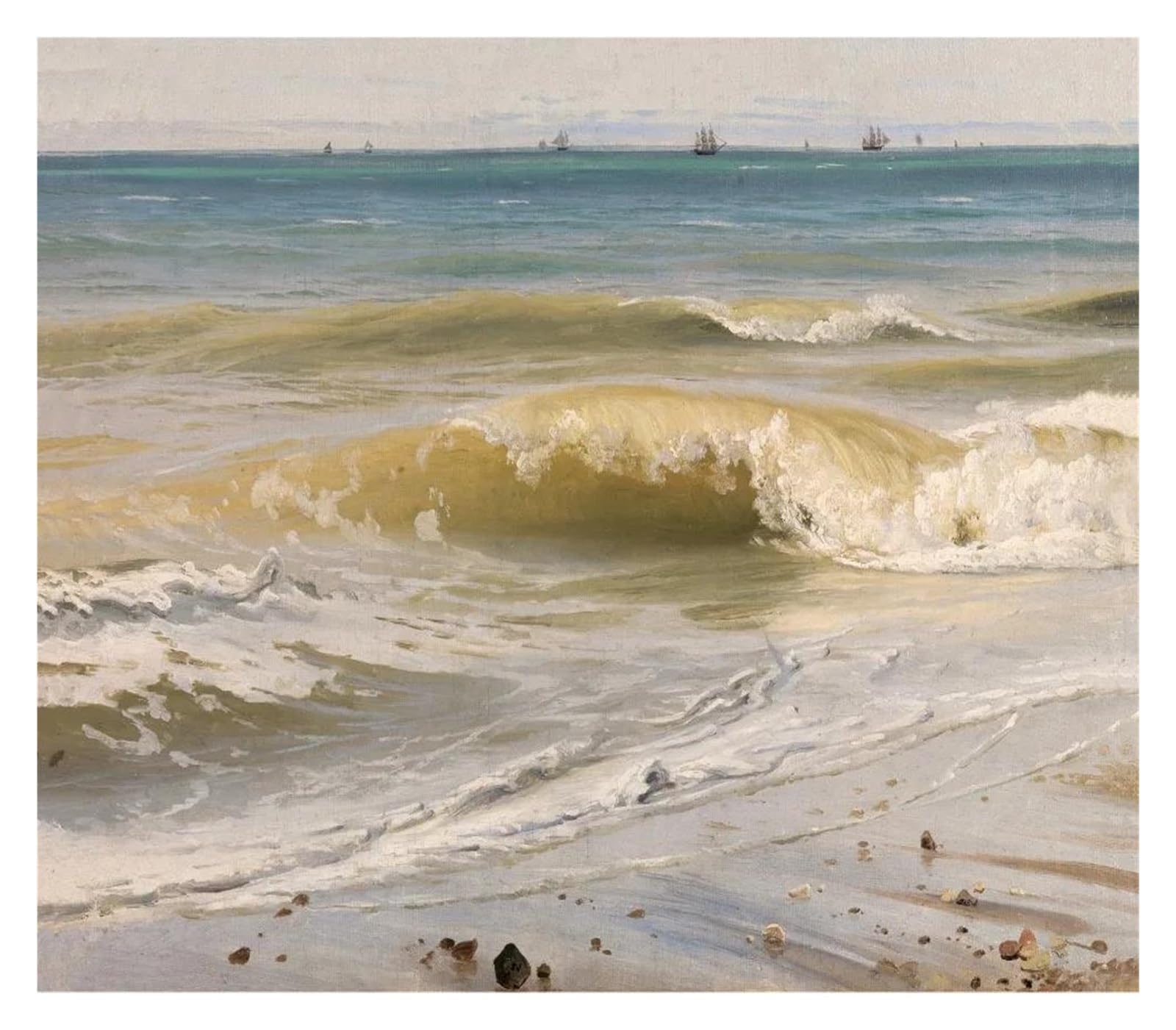 Plage et coucher de soleil affiche vintage pour un intérieur apaisant