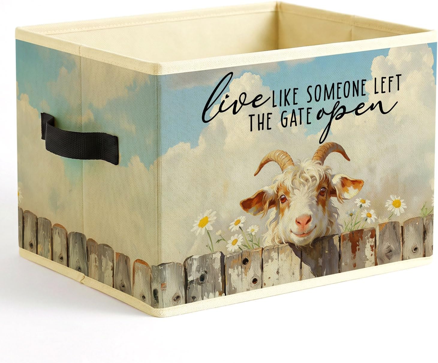 Farmhouse Goat Storage Bins Box with Handles