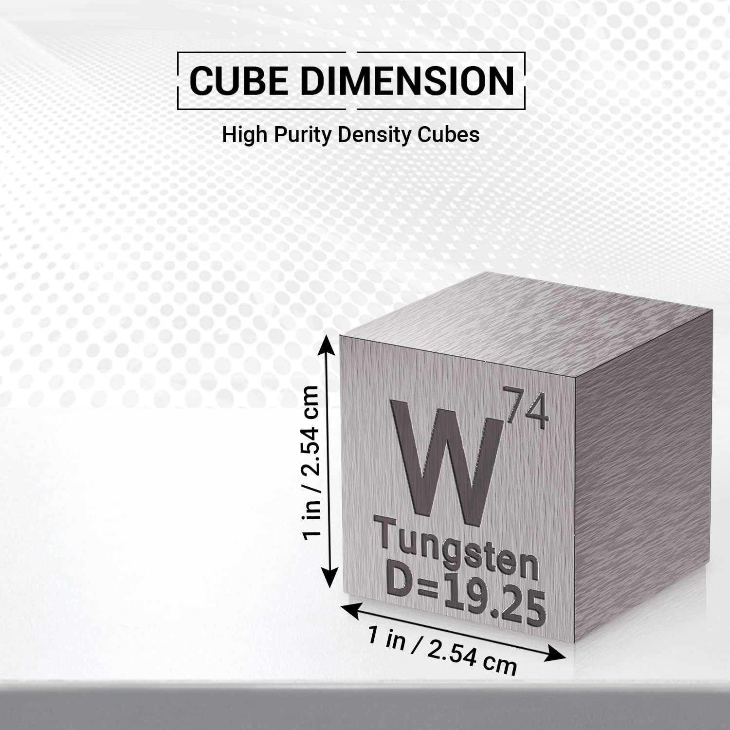 Wolfram Element W Gęstość Cube - Element Kolekcja Okresowa Tabela - Laboratorium Eksperyment Materiał DIY Display,25.4mm / 1inch
