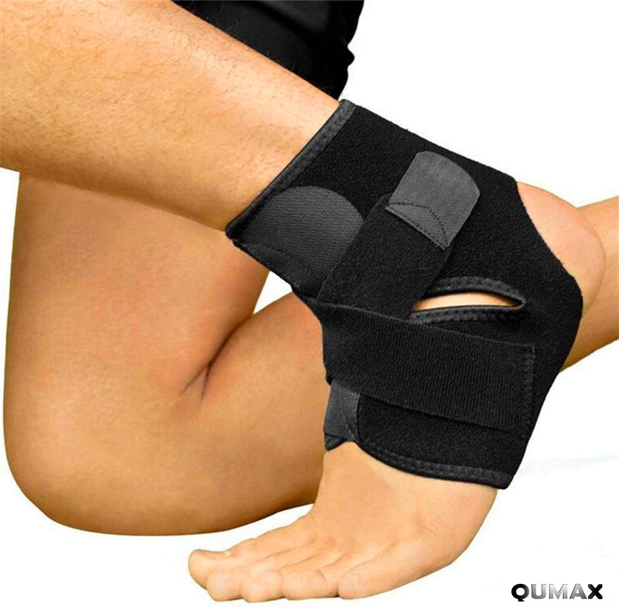 QUMAX QUMAX Ankle Support Brace for Sports Ankle Sprains Strain Adjustable Breathable Elastic Slim Comfortable Compression Sleeve Stabilizer for Men, Women, Youth