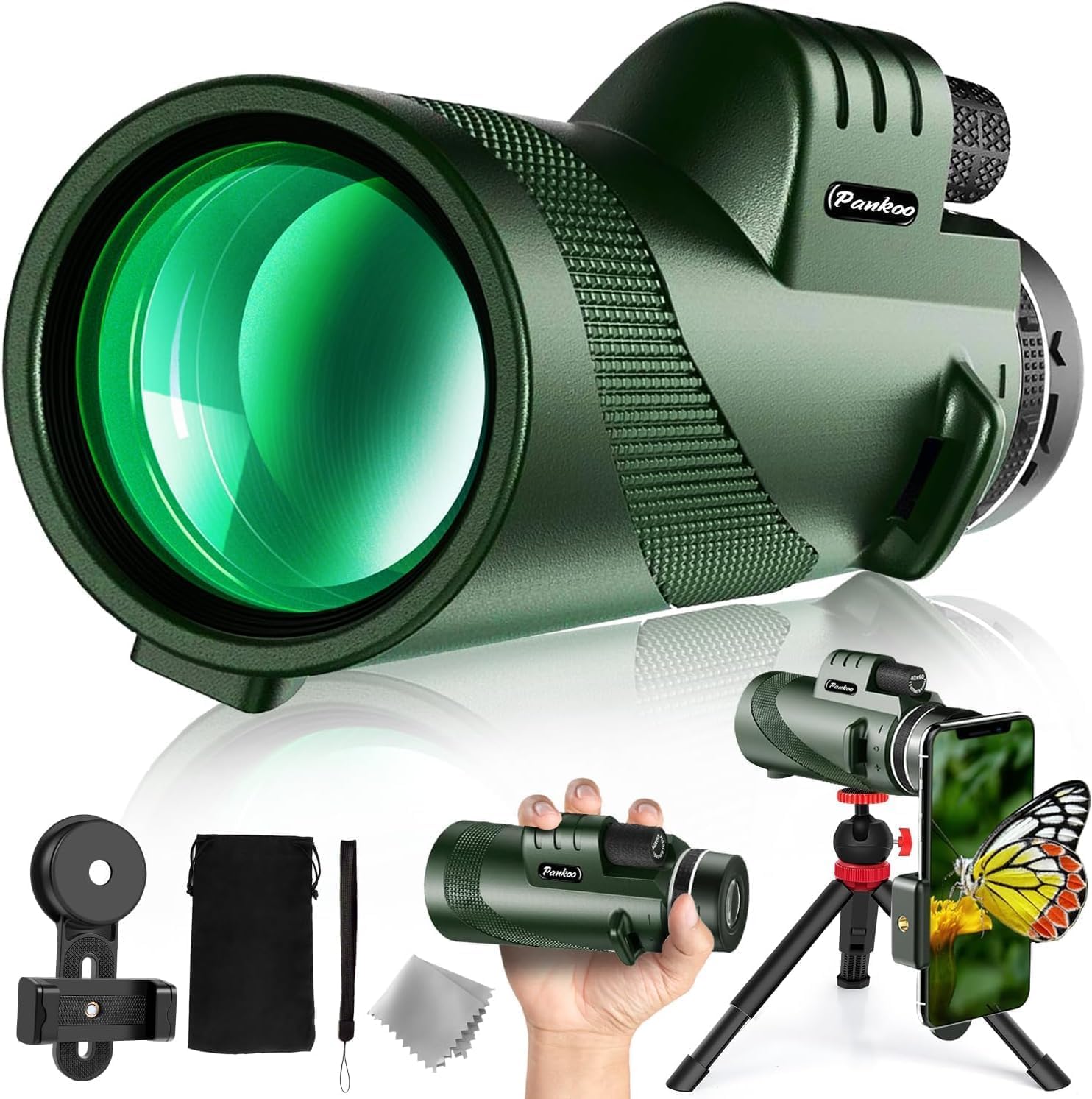 40X60 Monocular Telescope, High Power Monocular for Adults with Phone Adapter& Tripod& Hand Strap, Low Night Vision Monocular, Equipped with BAK4 Prism for Bird Watching and Traveling Concert