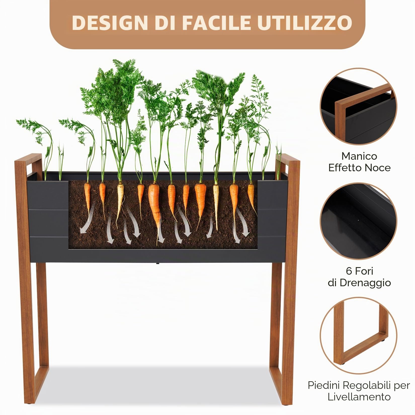 Fioriera rialzare in metallo per giardino, resistente alle intemperie, facile da montare, con fori di drenaggio per verdure, fiori, frutta (100 x 38 x 91'