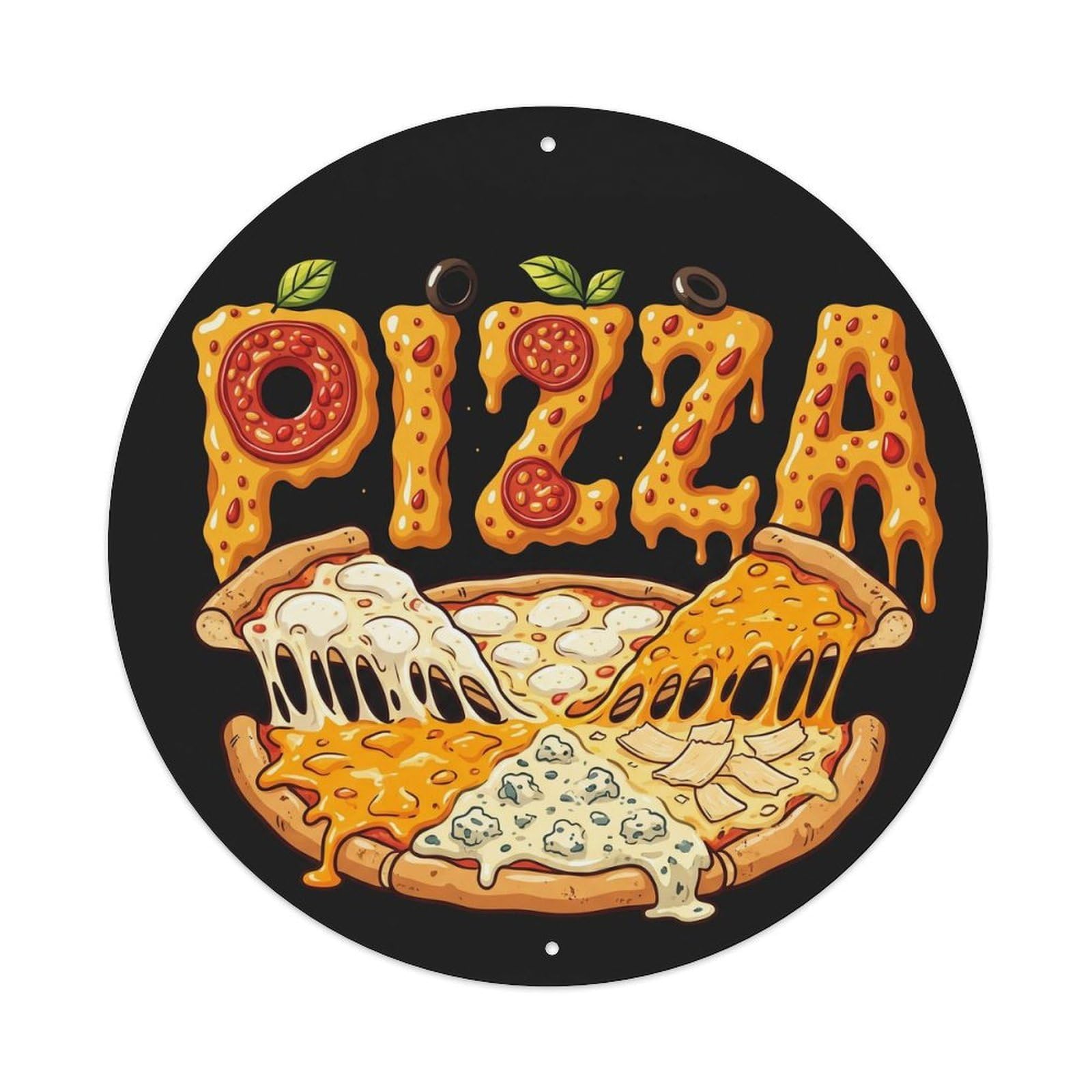 Huiyhb 8X8inch(20X20cm) Vintage Pizza Slice Four Cheese Metal Tin Sign