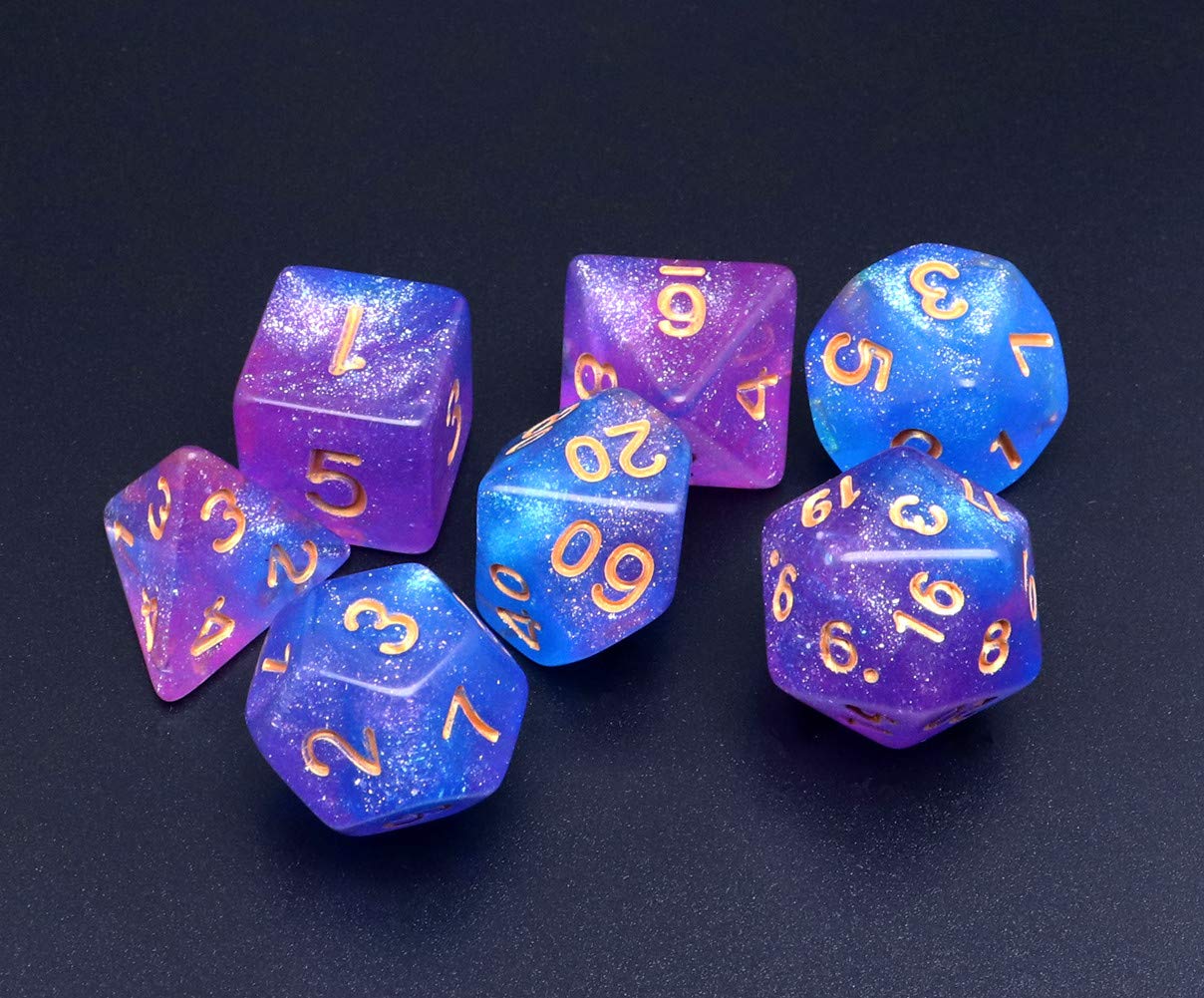 New 16mm GLOW IN THE DARK BLUE Rpg D&d Dice Set 7 3d6=10 Polyhedral Die - Foto 9