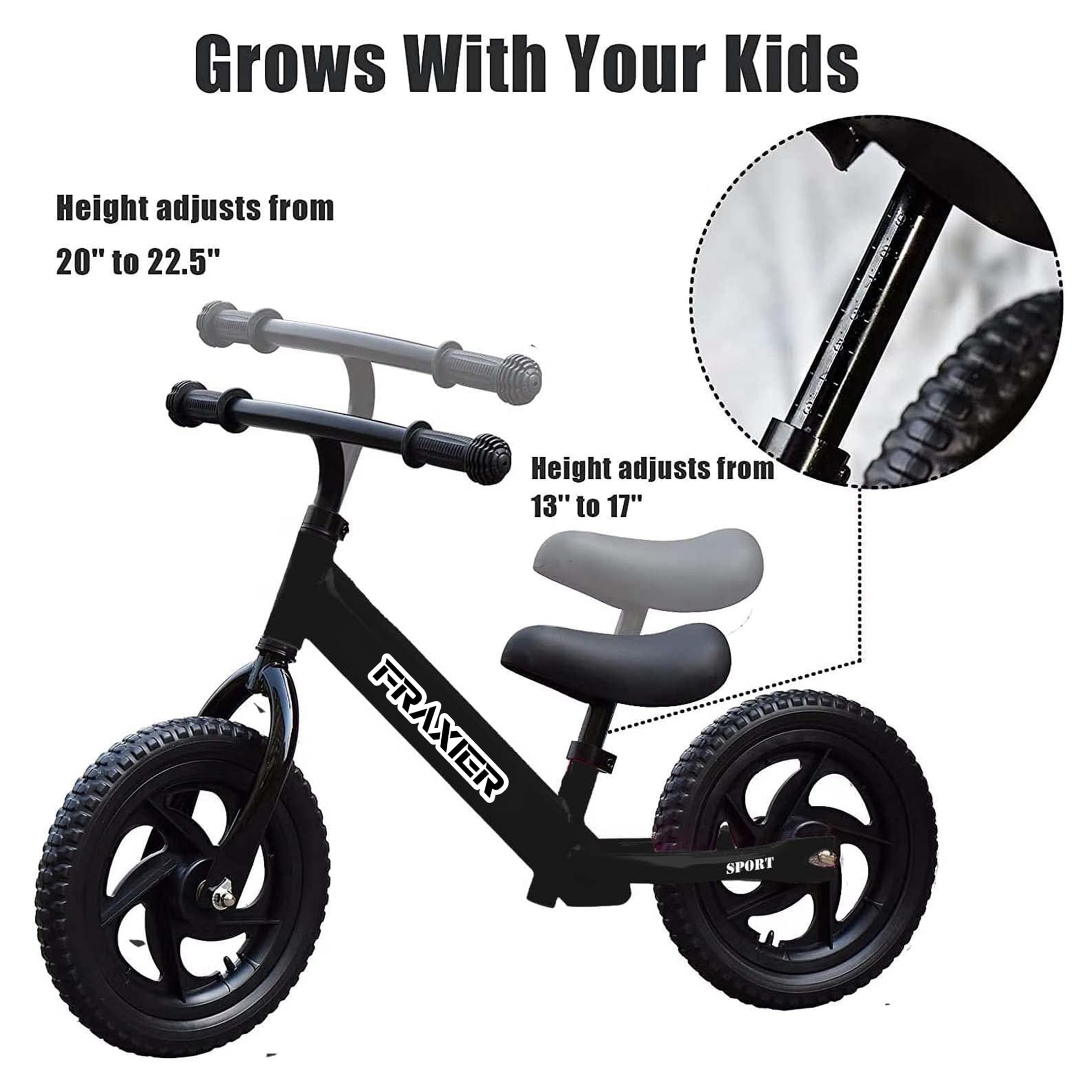 Balance Bike Kids Lightweight Pedal Free Cycle | Balance Learning Bicycle | Suitable for Girls and Boys 2-5 Years Old (Black) - Image 6 thumbnail