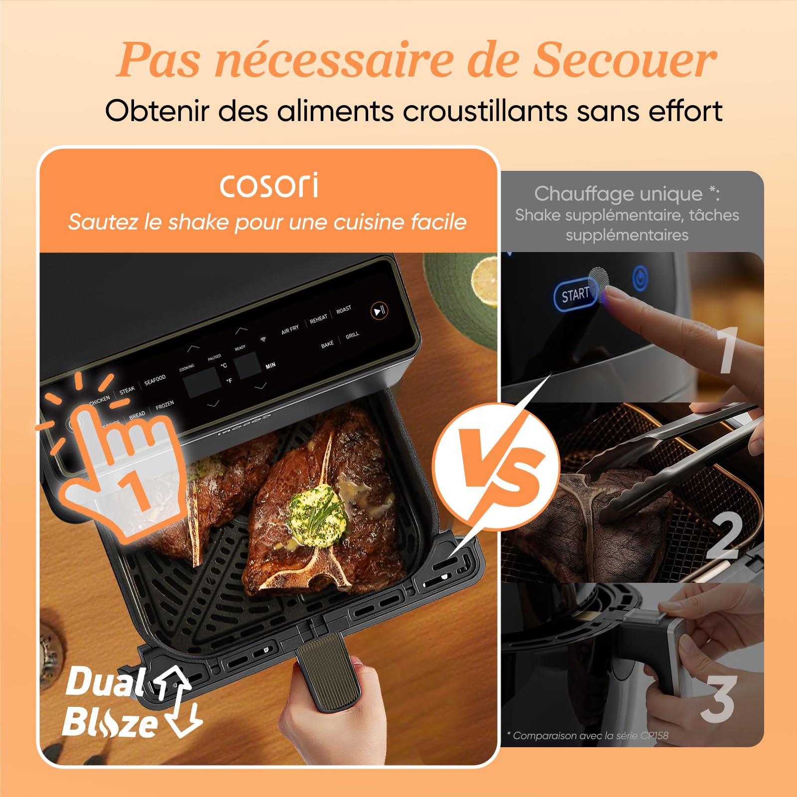 Cosori Air Fryer Dual Blaze 6.4L 11-EN-1 Cuisson Homogène