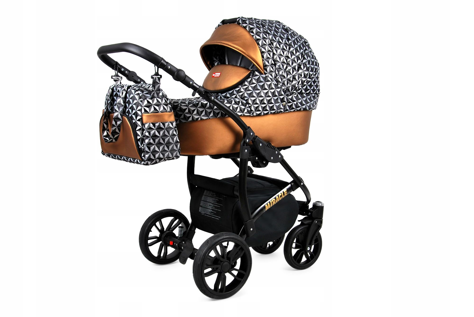 BabyLux Zestaw wózków dziecięcych 4 w 1 – Miracle – w zestawie wanienka dla niemowląt, fotelik sportowy, fotelik samochodowy, stacja bazowa ISOFIX – fotelik samochodowy – zestaw wózków dziecięcych