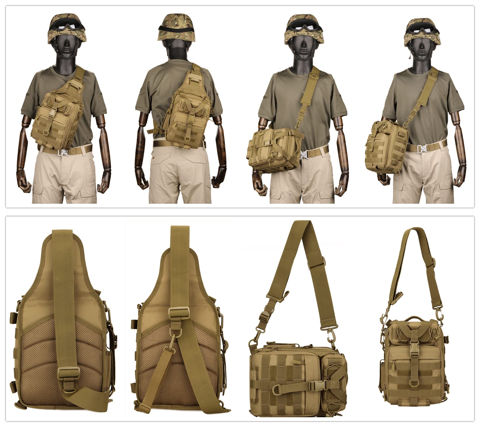 Gran Bolsa de Bandolera Impermeable Estilo Militar Táctico Nylon Molle