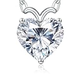 ForeverLove Heart Necklaces for Women, 4-2 Carats Heartshap Moissanite, Silver Pendant Jewelry, Anniversary Birthday Gifts for Wife, Girlfriend, Daughter, Mom