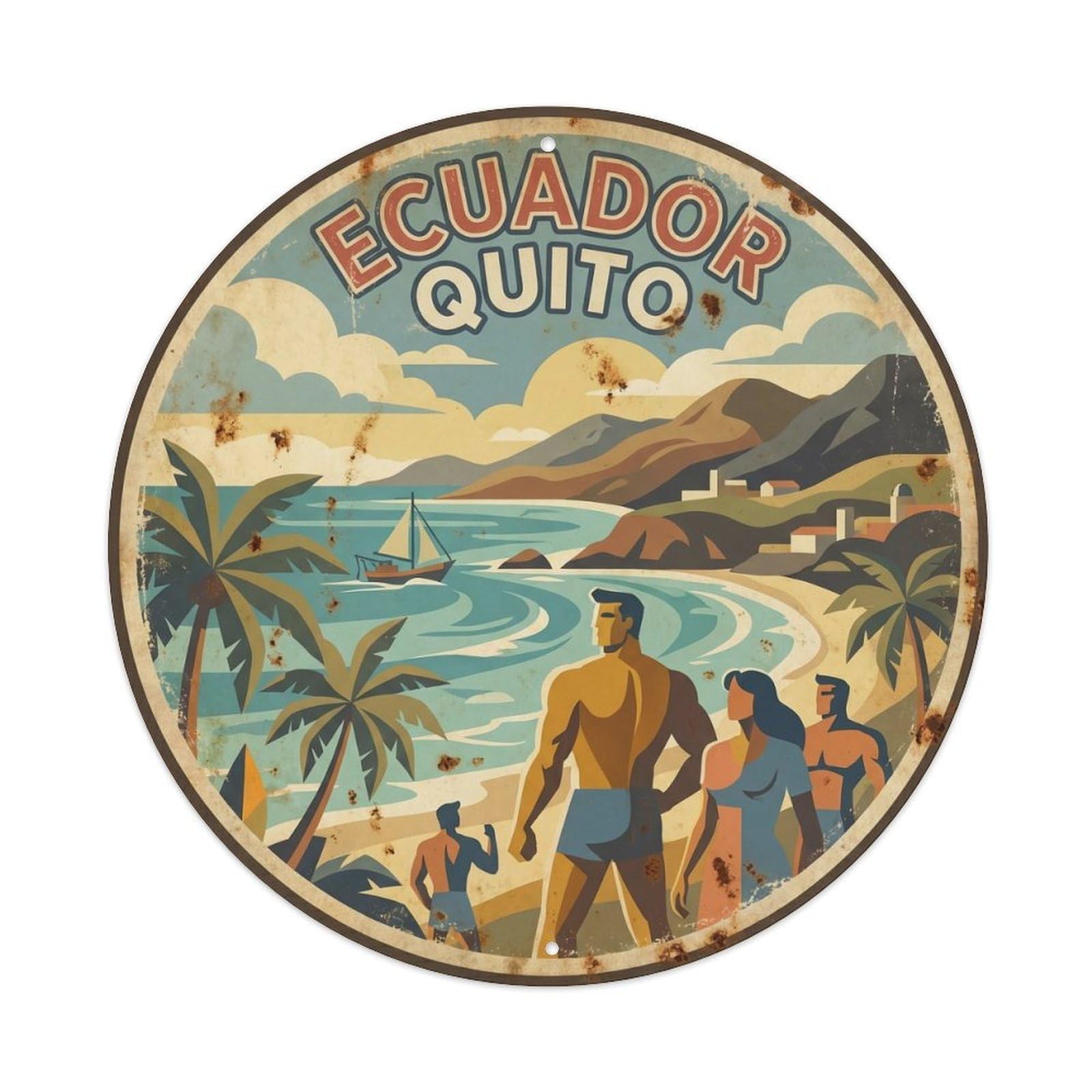 Ecuador Quito Island Gateway Vintage Travel Metal Tin Sign