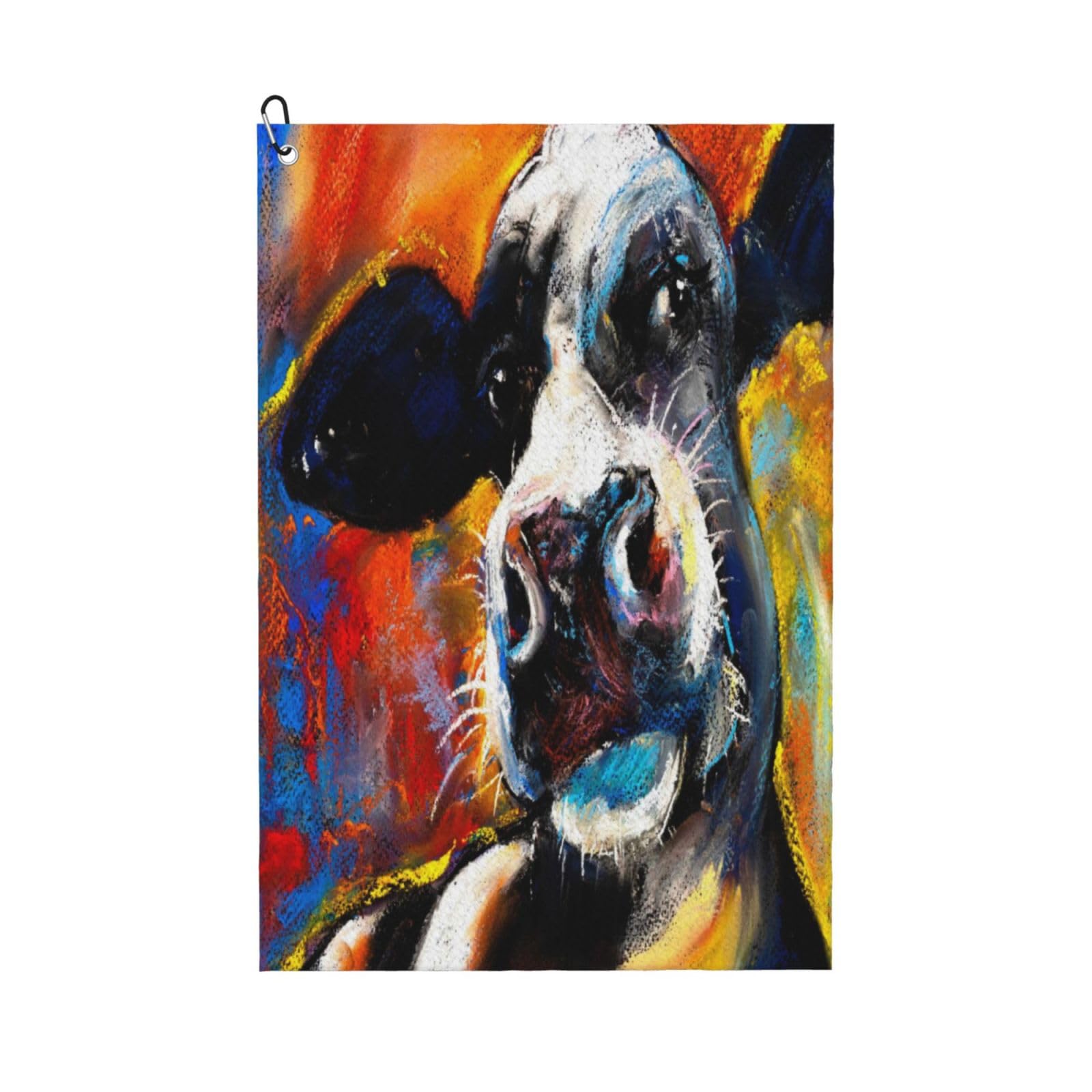 AOOEDM Cow Print Golf Towel with Carabiner Clip Absorbent Microfiber Golf Towel for Cleaning Golf Ball Club Putter Iron for Golf Bag Trolly Belt Loop 16" X 24"