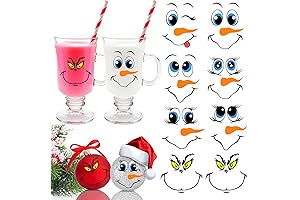 24 PCS Snowman Face Stickers for Christmas Ornaments