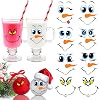 24 PCS Snowman Face Stickers for Christmas Ornaments, Cartoon Decals for Christmas BallRefrigeratorWater Bottles, DIY Vinyl Stickers for Home Christmas Party Decorations, 2 Styles