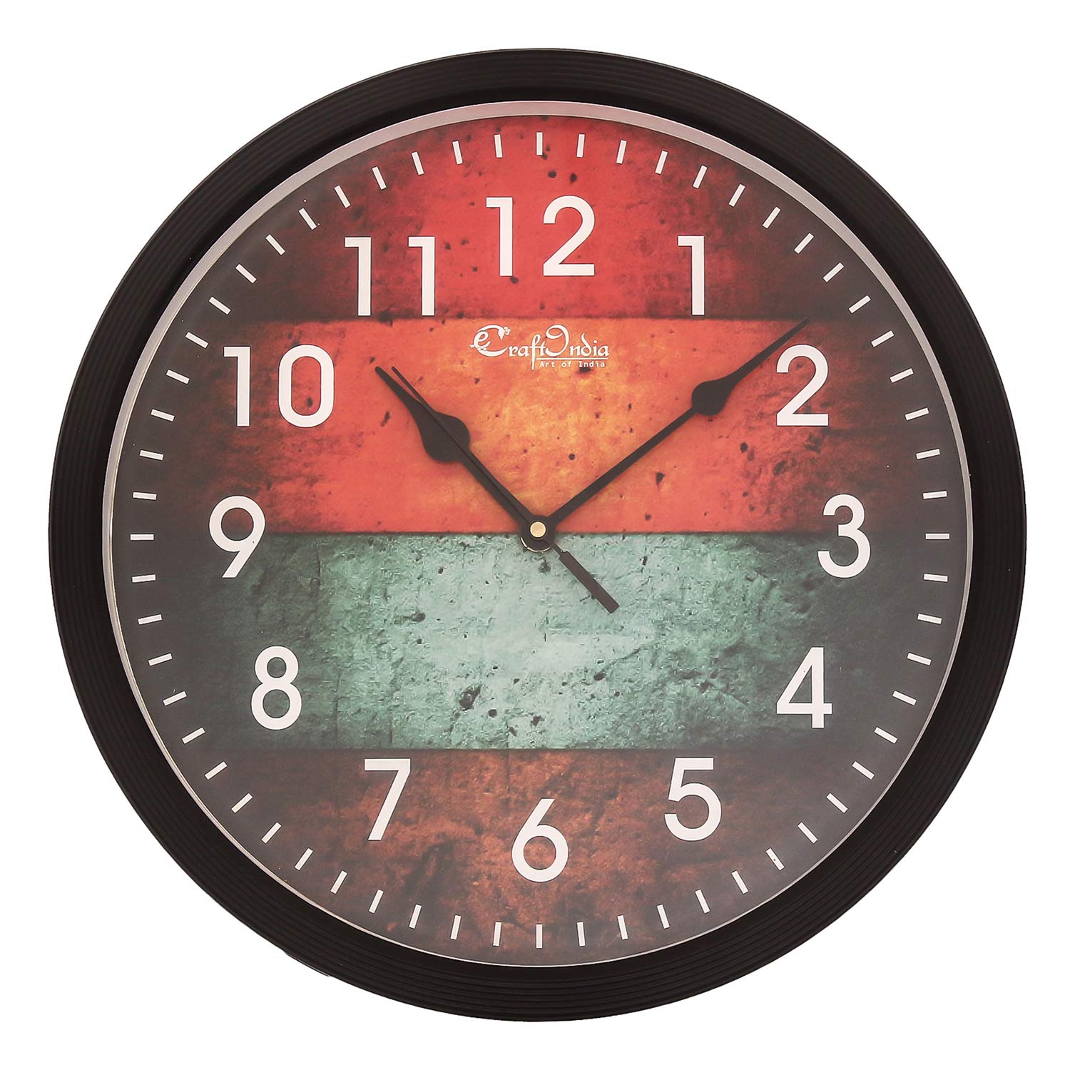 Buy eCraftIndia Designer Round Analog Black Wall Clock Online at Low