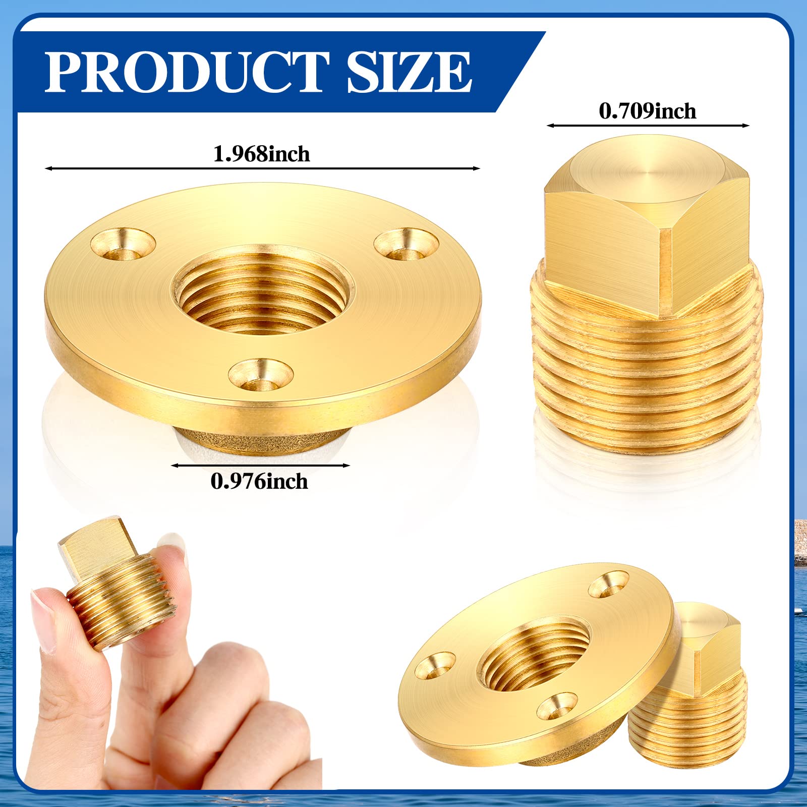 Bouchon De Vidange Bateau En Laiton 2 Pouces - Pour Trou De 1 Pouce - Garboard Drain Plug - Marine, Yacht, Puits à Poisson - 6
