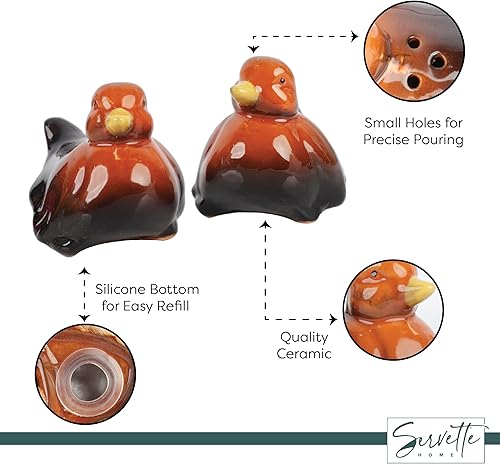 Miniatura 4 de Coctelera de cerámica para pájaros, salero y pimienta, decoración de cocina, color marrón
