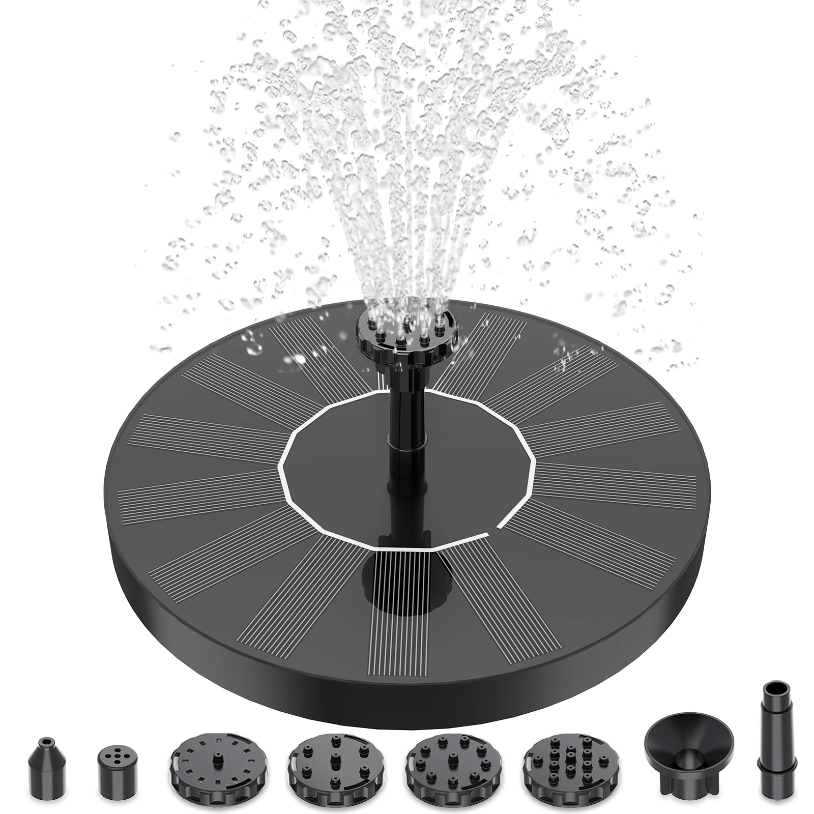 AISITIN Solar Water Fountain, Solar Powered Water Fountain with Multiple Nozzles, Floating Solar Pond Pump,Solar Water Feature for Bird Bath, Garden, Pond, Pool and Fish Tank
