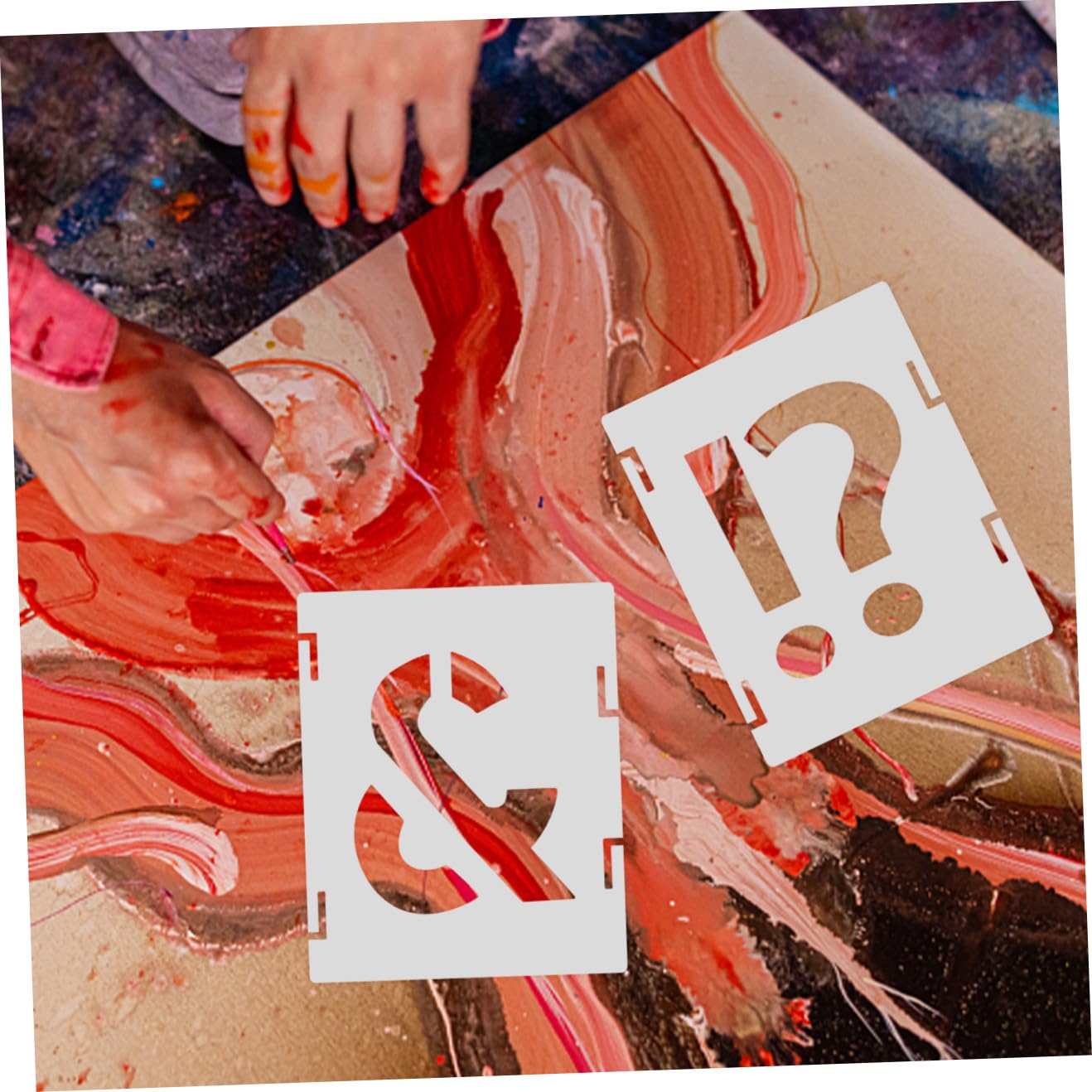 5 Ensembles Pochoirs de Peinture Lettres Creuses Pet Kit Réutilisable pour Diy Grands Modèles et Résistants pour Décoration Artistique