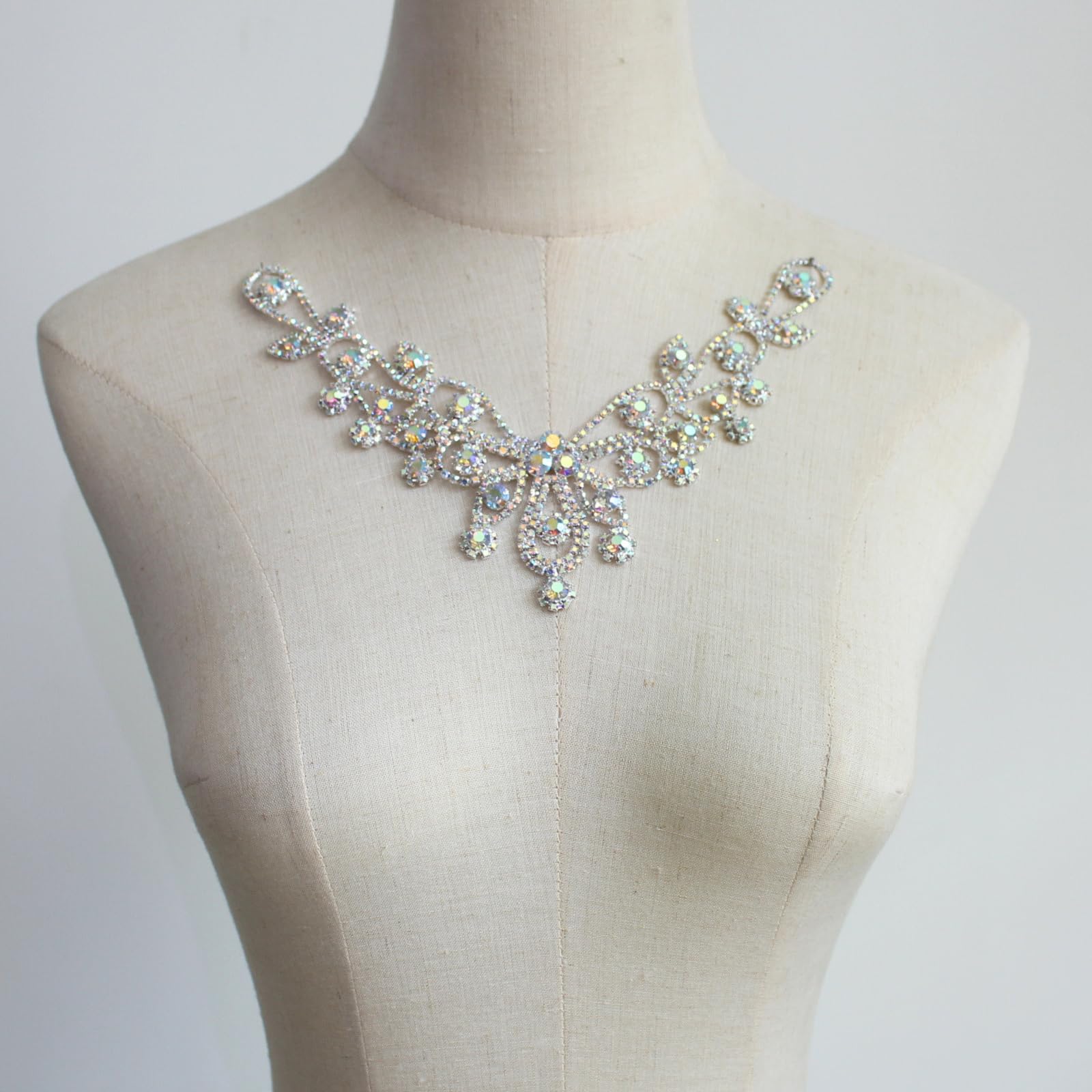 PEARLY JUN Rhinestone Applique Crystal Applique Hand Sewing, Flower Glass Alloy Rhinestone Patch for Craft Projects DIY Wedding Clothes Shoes Hats Bags. (YL001-AB Silver)