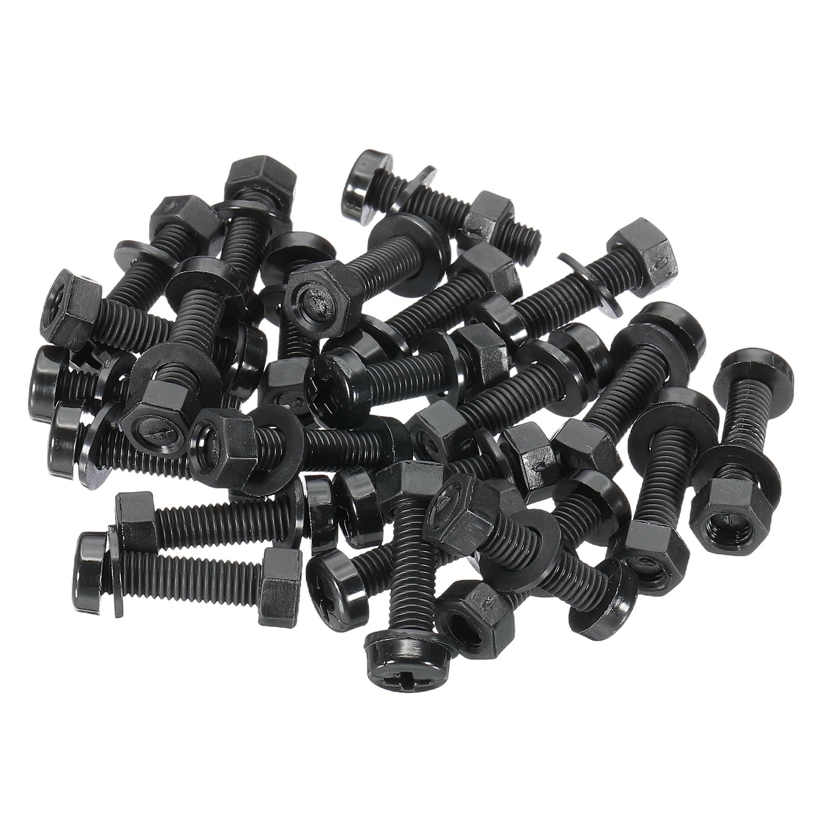 PATIKIL M5x20mm Black Nylon Bolts Plastic Nuts Full Thread Head Screws, 24 Pcs