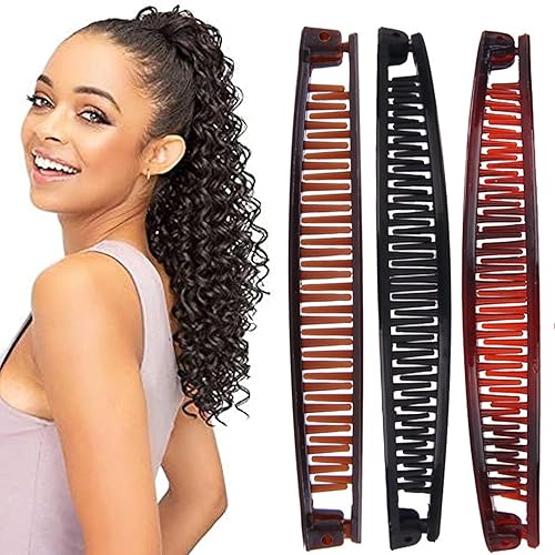 Miniatura 5 de Pinzas para el pelo de plátano para mujer, clip de plátano para cabello fino, peines clásicos grandes y doble peine de cola de pez, clip para cola