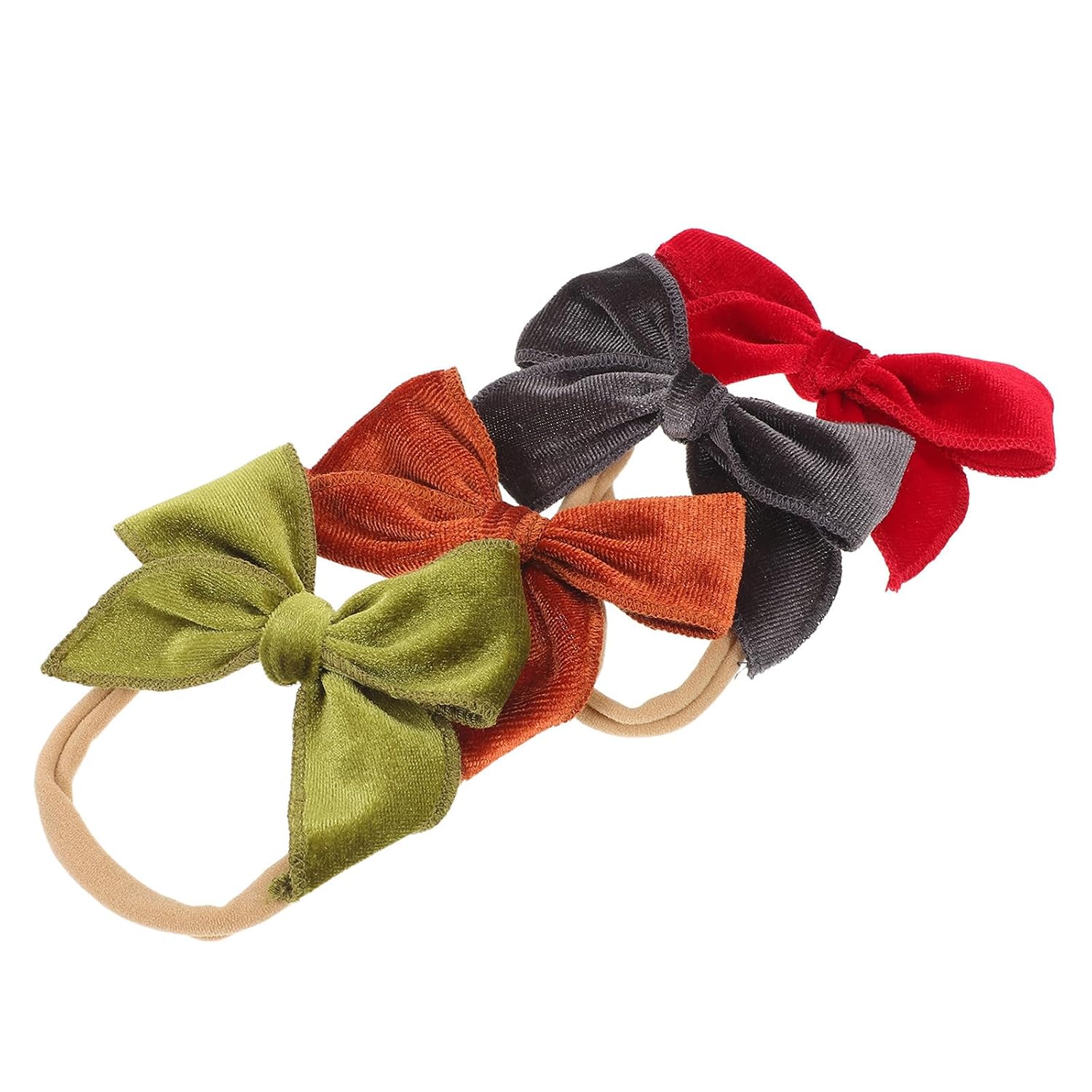 Homoyoyo Velvet Bow Headbands, Soft Stretchy Elastic Hair Bands 4pcs Lightweight and Portable, for Newborns, Photo Sessions and Daily Outings