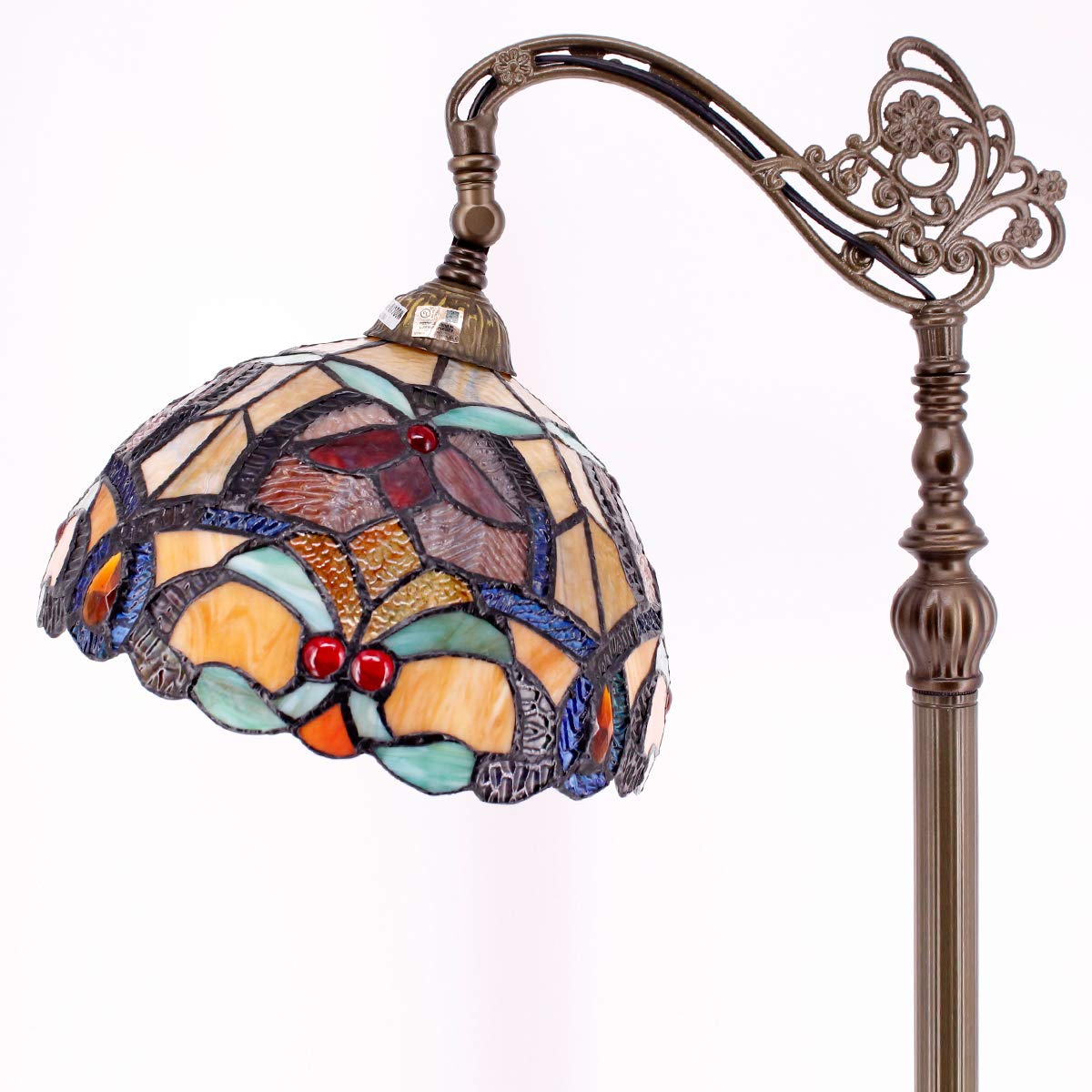 WERFACTORY Tiffany Floor Lamp Orange Liaison Stained Glass Arched