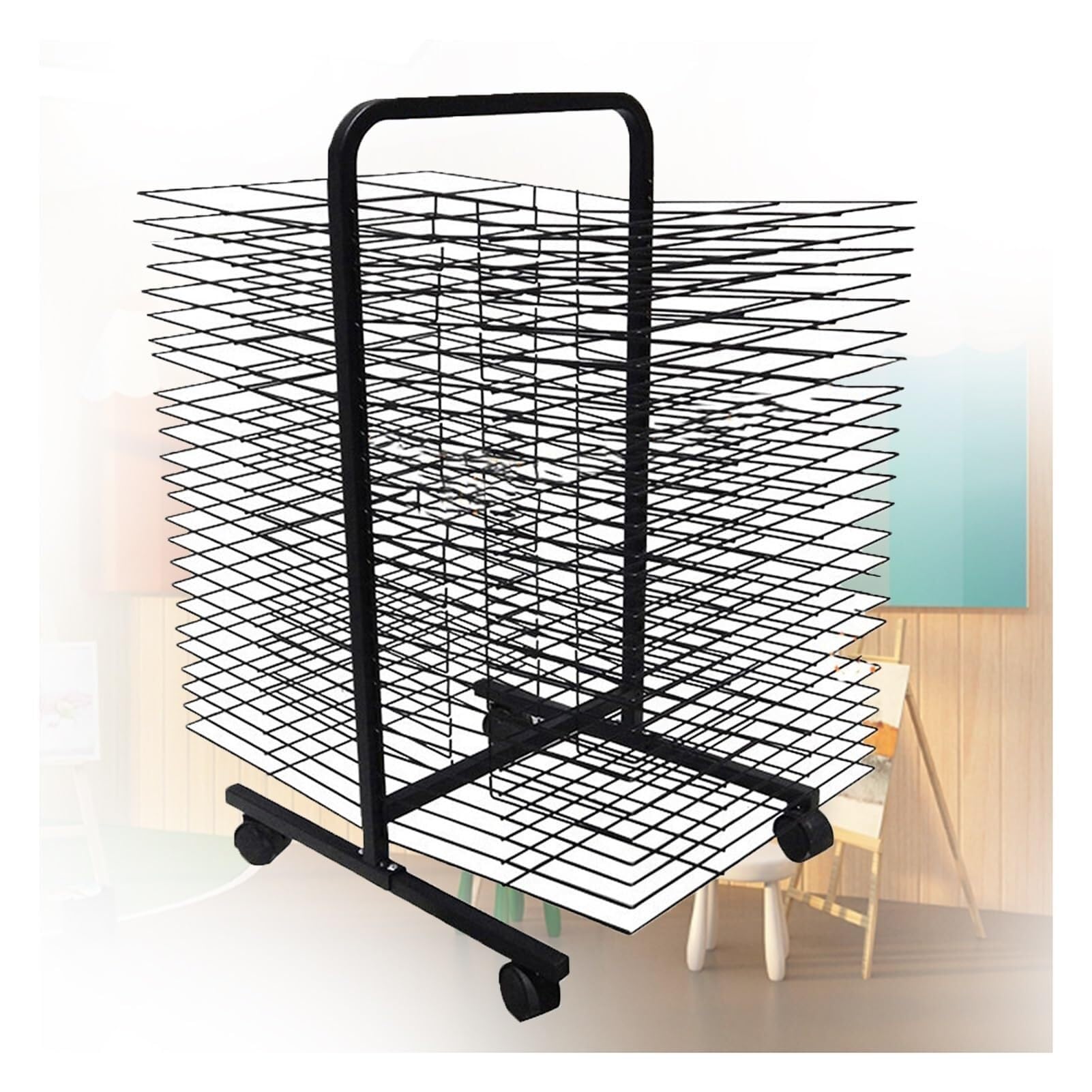 Aioneer Art Drying Rack, 50 Shelves Mobile Portable Artwork Storage Stack, Large Capacity For Schools, Classrooms, Studios & Art Clubs