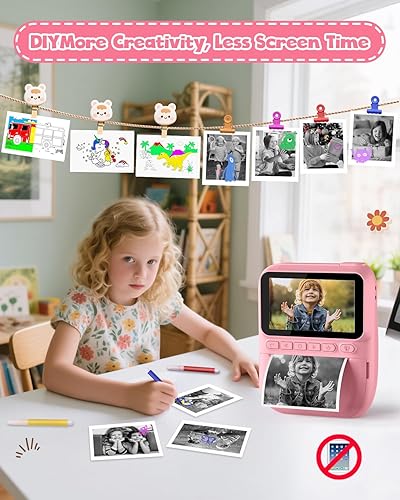Miniatura 5 de Cámara de impresión instantánea para niños, pantalla HD de 3.0 pulgadas, cámara digital instantánea de 32 MP, regalos de Navidad, cumpleaños,