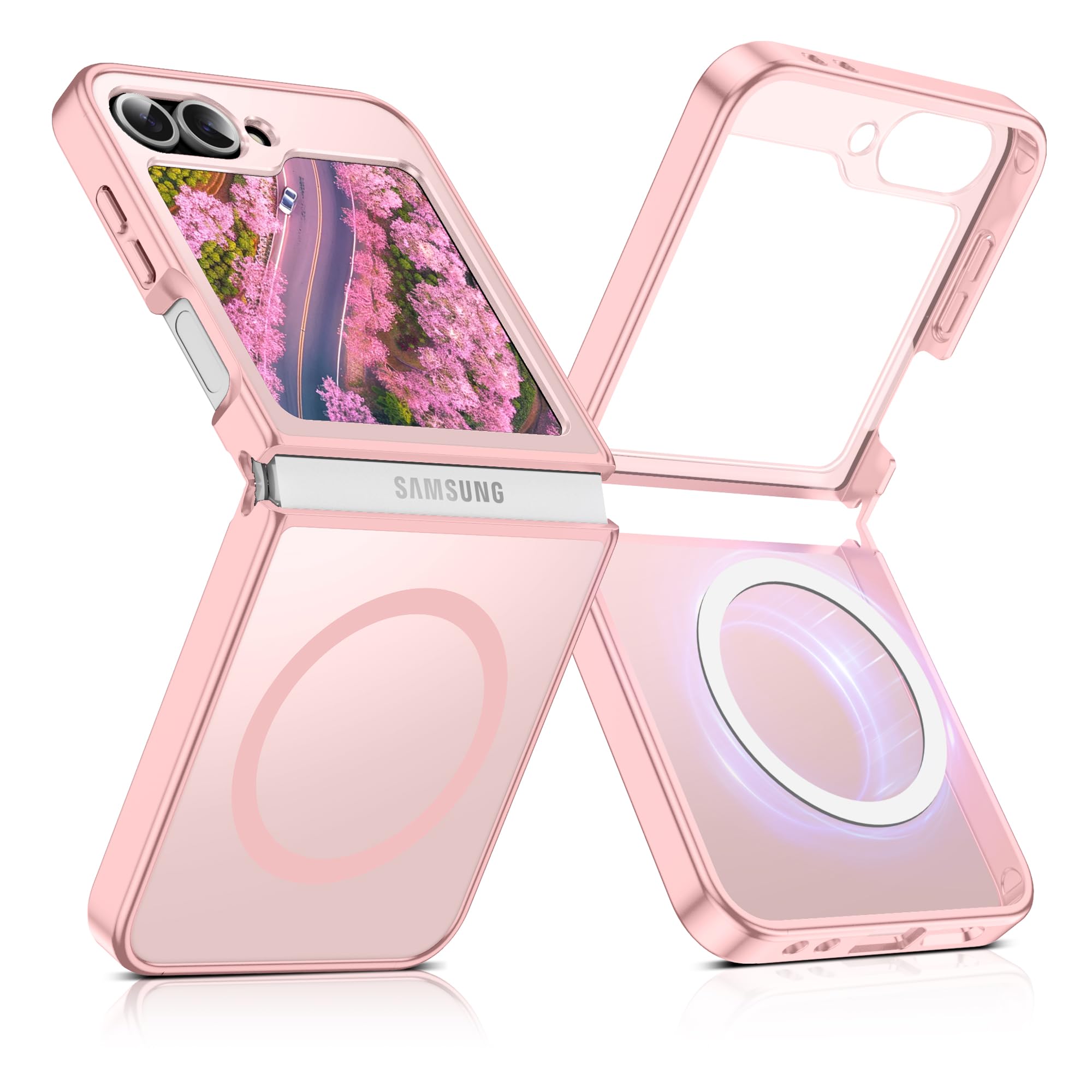 Photo 1 of Pilaru Magnetic for Samsung Galaxy Z Flip6 Case & Z Flip7 fe Case: 12FT Military Grade Drop Protection [Compatible with MagSafe] Slim Non Slip Anti-Fingerprint Rugged for ZFlip 6/ ZFlip 7 fe Pink
