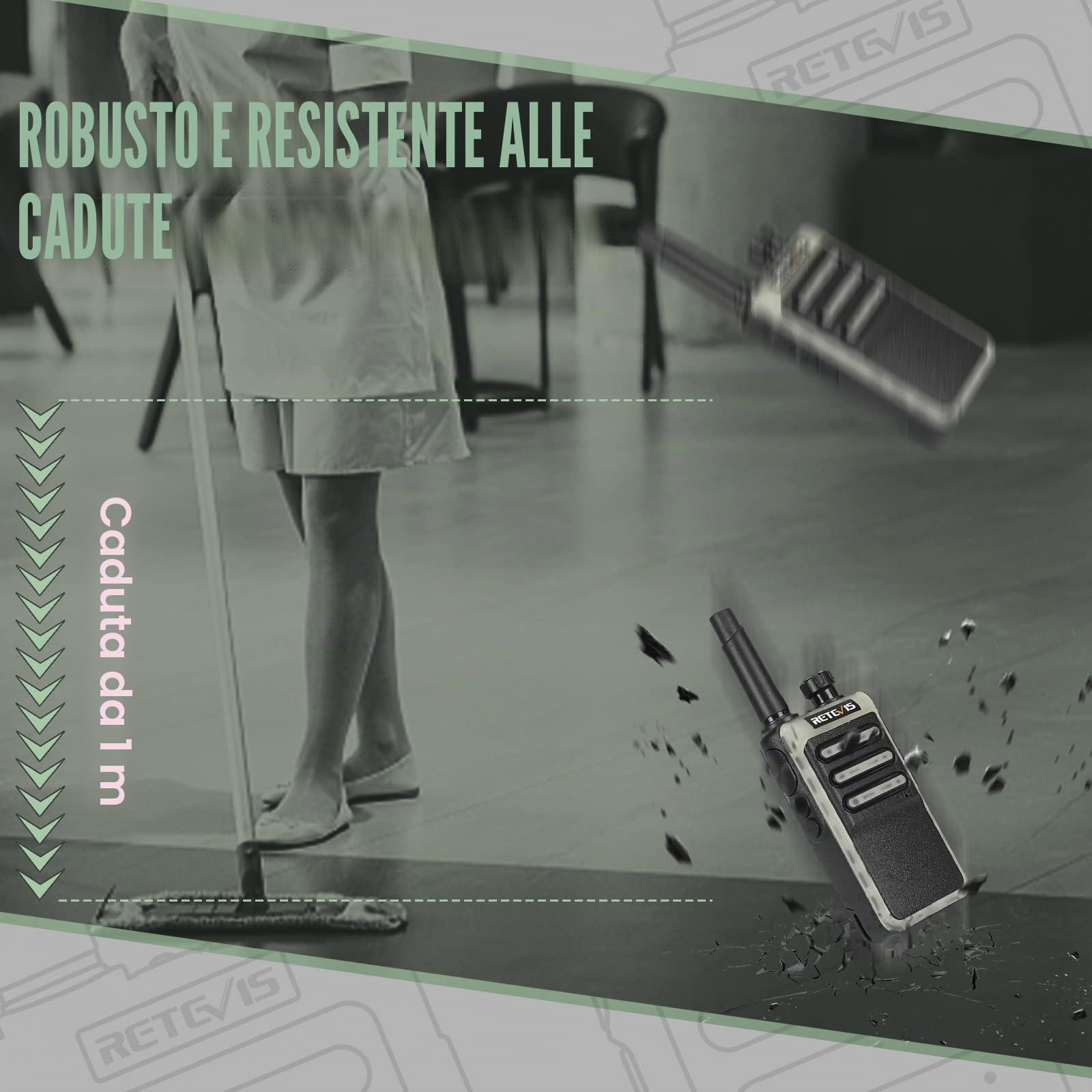 Retevis RB666 Walkie Talkie Piccolo Professionale, PMR446 Radio Bidirezionale Ricaricabile Caricabatterie Rapido, VOX Walkie Talkie Portatile con Auricolari per Scuola, Hotel (10 Pezzi, Nero)