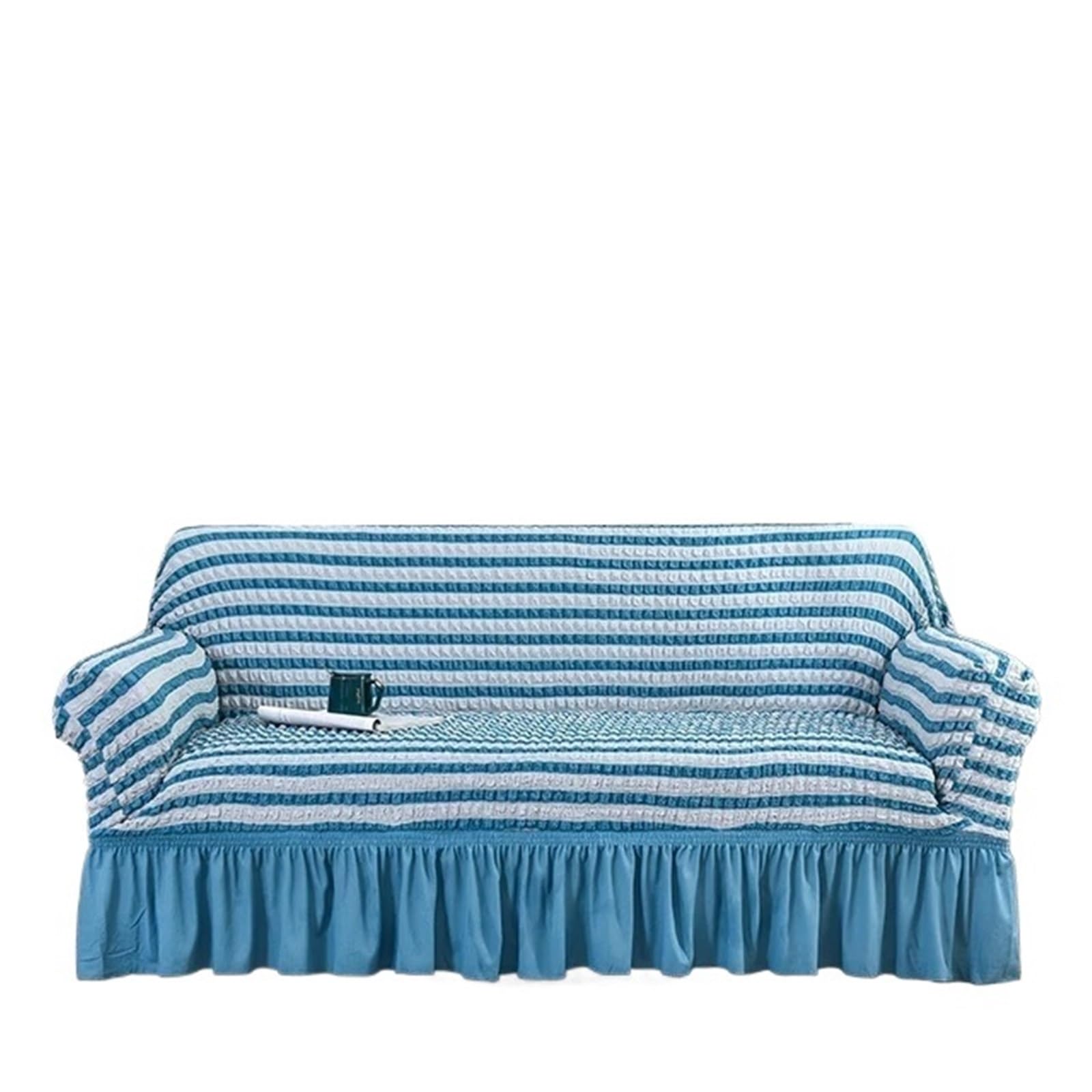 SUBLXPoten Sofa Cover with Skirt Pink Plaid Skirt Stretch Sofa Cover for Living Room 1 2 3 4 Seat Armchair L Shape Couch Covers(Color 11,3-seater 170-230cm)