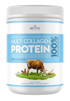 Revive Naturals Multi Collagen Hydrolyzed Protein Powder 16oz - Types I II III V X - Grass Fed