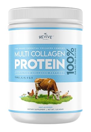 Revive Naturals Multi Collagen Hydrolyzed Protein Powder 16oz - Types I II III V X - Grass Fed