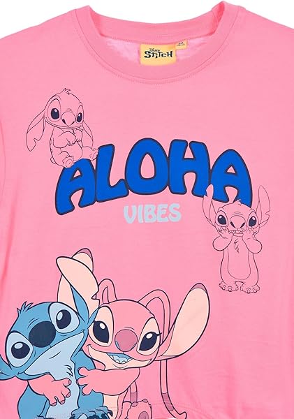 Disney Stitch T Shirt Bambina 100% Cotone Maglietta Estiva Manica Corta Licenza Ufficiale Modello Classico o Crop Top Taglie 3-14 Anni - 3