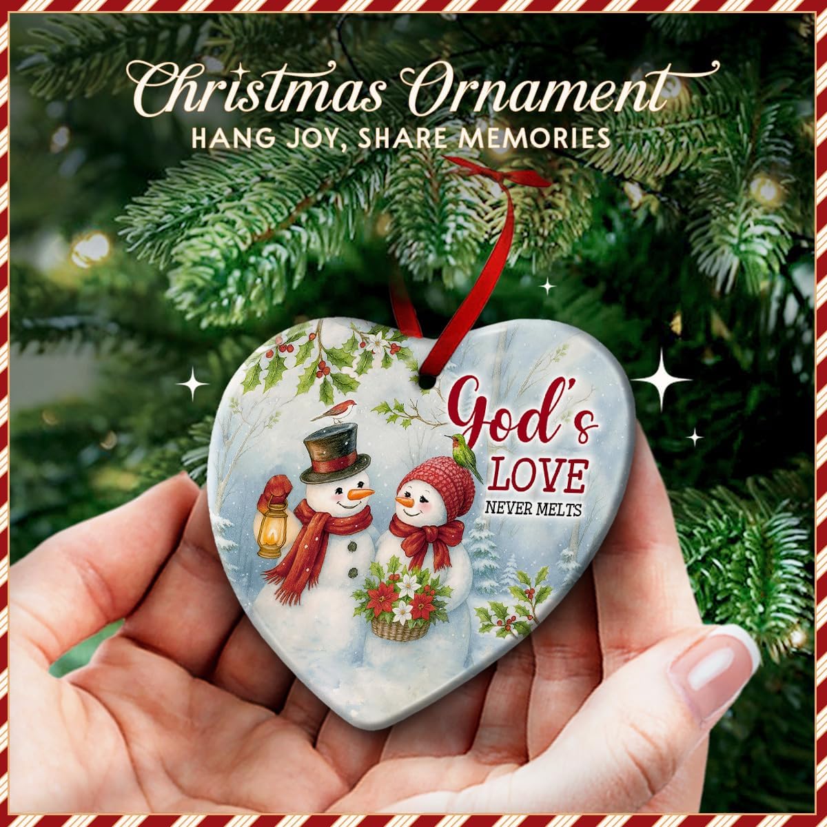 Couple Snowman Ornament 2025 – God’s Love Never Melts Tree Decor - Romantic Holiday Keepsake Gift for Married, Couples, Newlyweds, Anniversary Decoration, Home Decor, Xmas Gift Idea for Her - Image 3