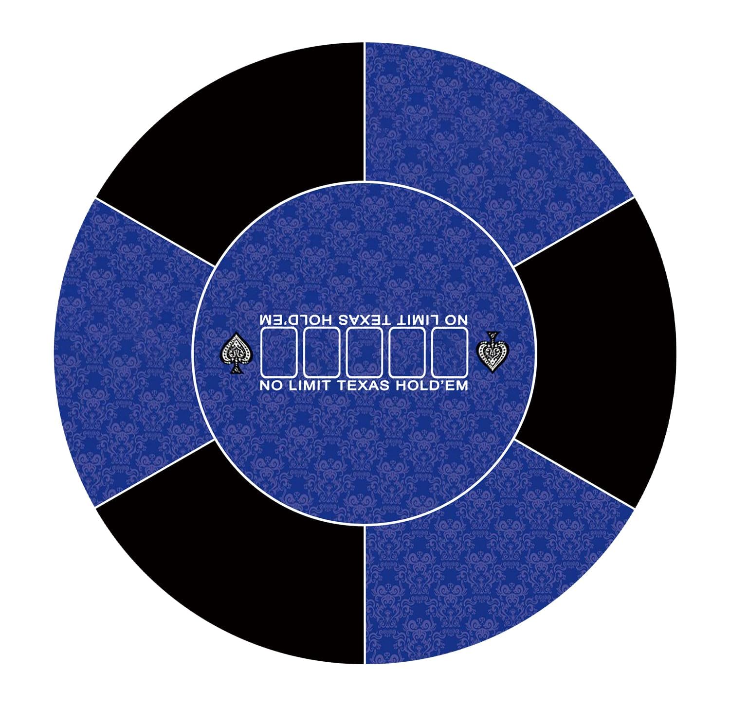 nuveti 24/31/47/55/63inch Round Poker Mat for Texas Holdem | Portable Poker Table Top with Art Deco Layout Print 6-8 Player Game Layout Mat to Play Cards, Poker Games, Blackjack, Casino