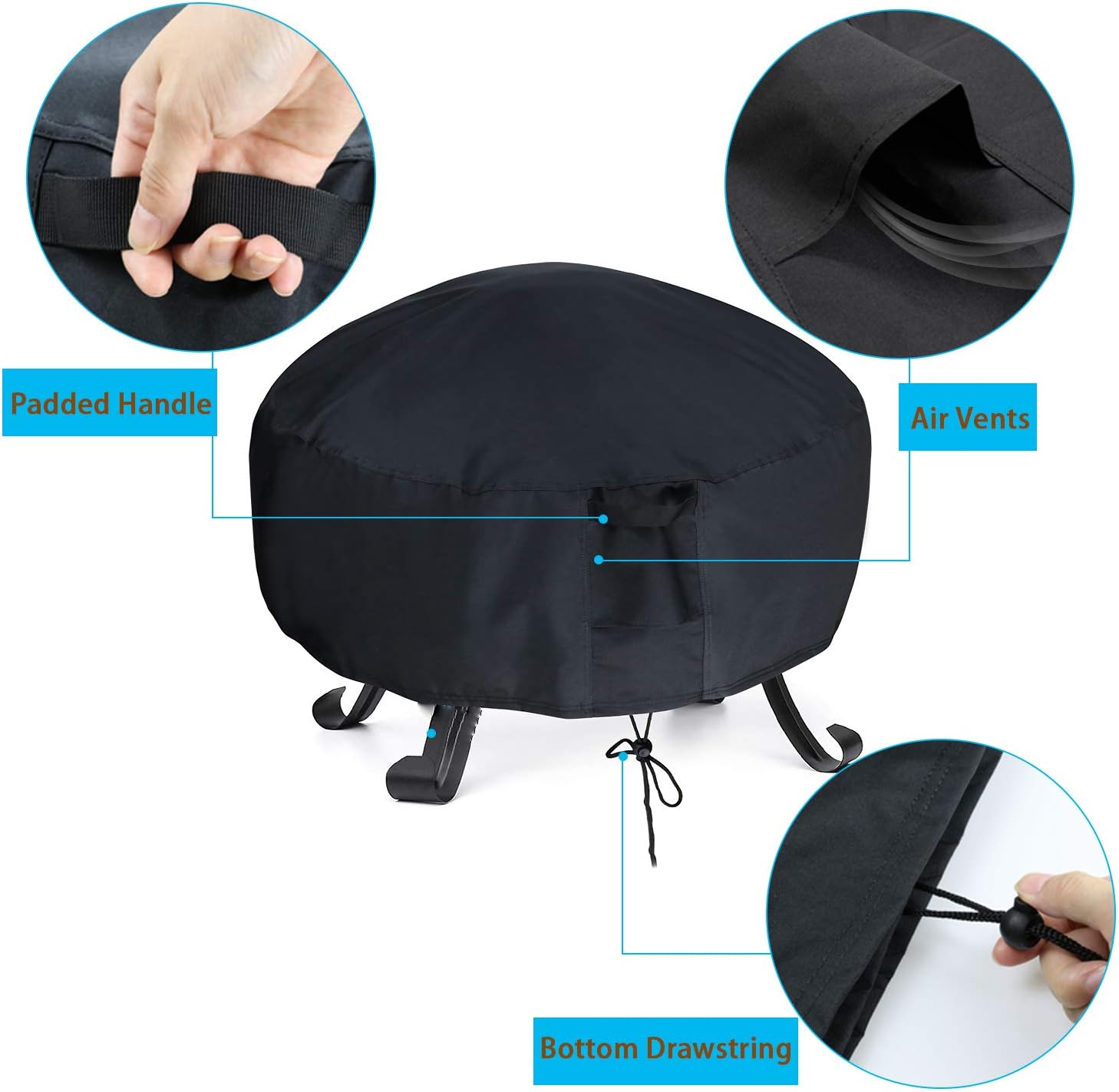 TheElves Fire Pit Cover,32 Inch Round Firepit Covers Gas Fireplace Propane Fire Pit Table Cover - 32 x 16 Inch