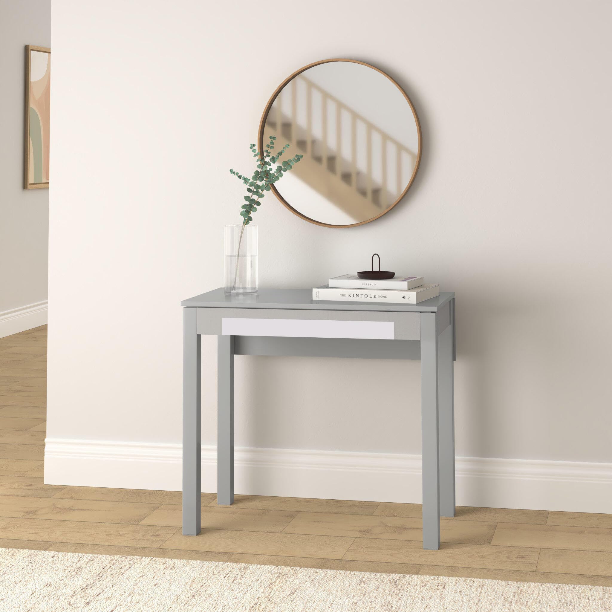 ASTIMESA Mesa de Cocina, Metal, Blanco, 90x50cm-extendida 90x70 cms