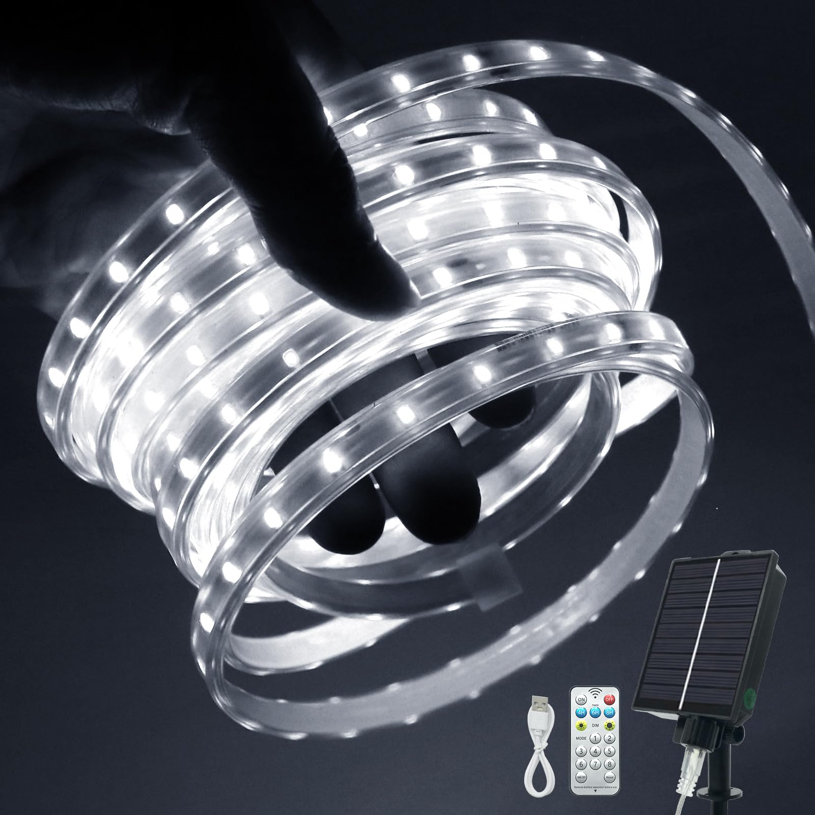 KISUFU Guirlande Solaire Exterieur, 2835 30M 1920 LEDs Lumineuse Étanche, 8 Modes Guirlande Lumineuse Exterieure Solaire Ruban LED Light Strip Pour Clôture Jardin Balcon Décoration.