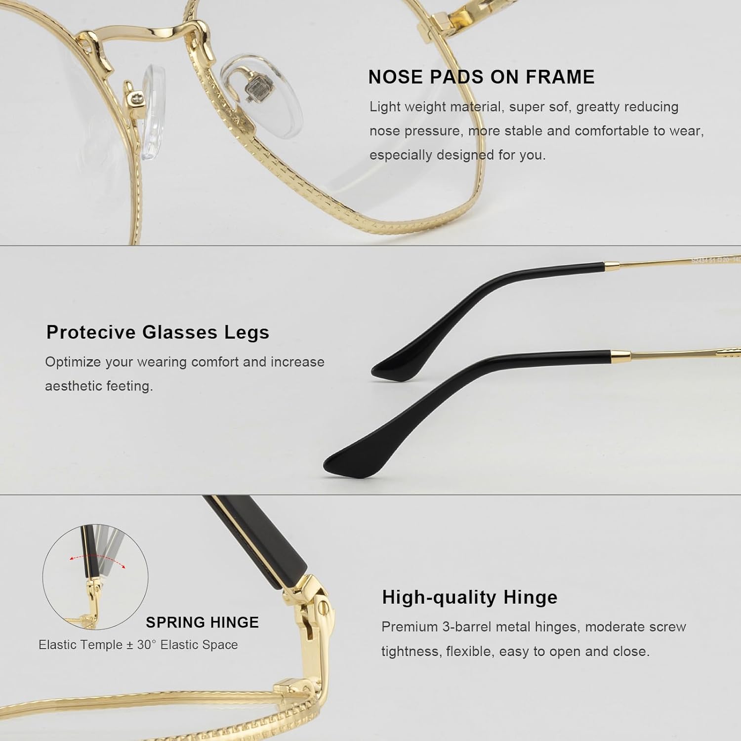 Classic Square Polygon Reading Glasses for Men Women Light Blocking Computer Readers Spring Hinge Metal Frame - Image 5