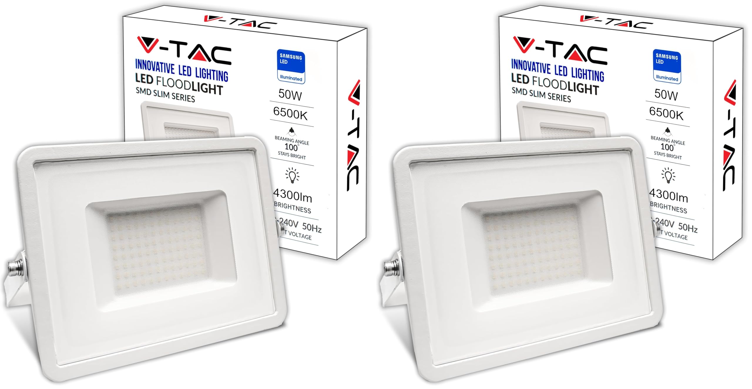 Projecteur LED extérieur 50W blanc froid 6500k lampe étanche IP65 lot de 2 pour maison