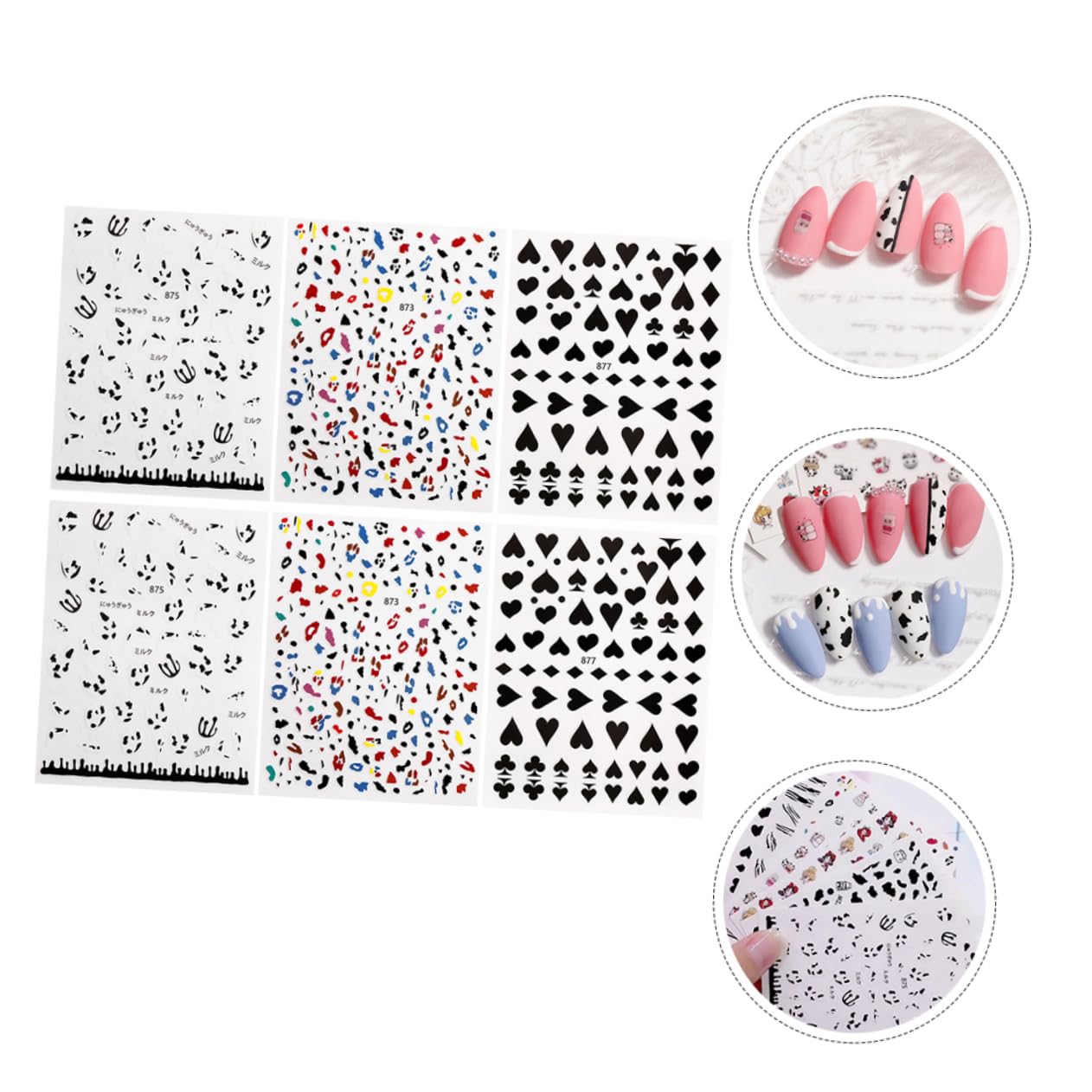 Healeved 30hojas Pegatinas De Uñas De Diseño De Vaca Autoadhesivas Para Decoración De Manicura Stickers De Arte De Uñas Para Mujeres Para Fiestas y Uso Diario