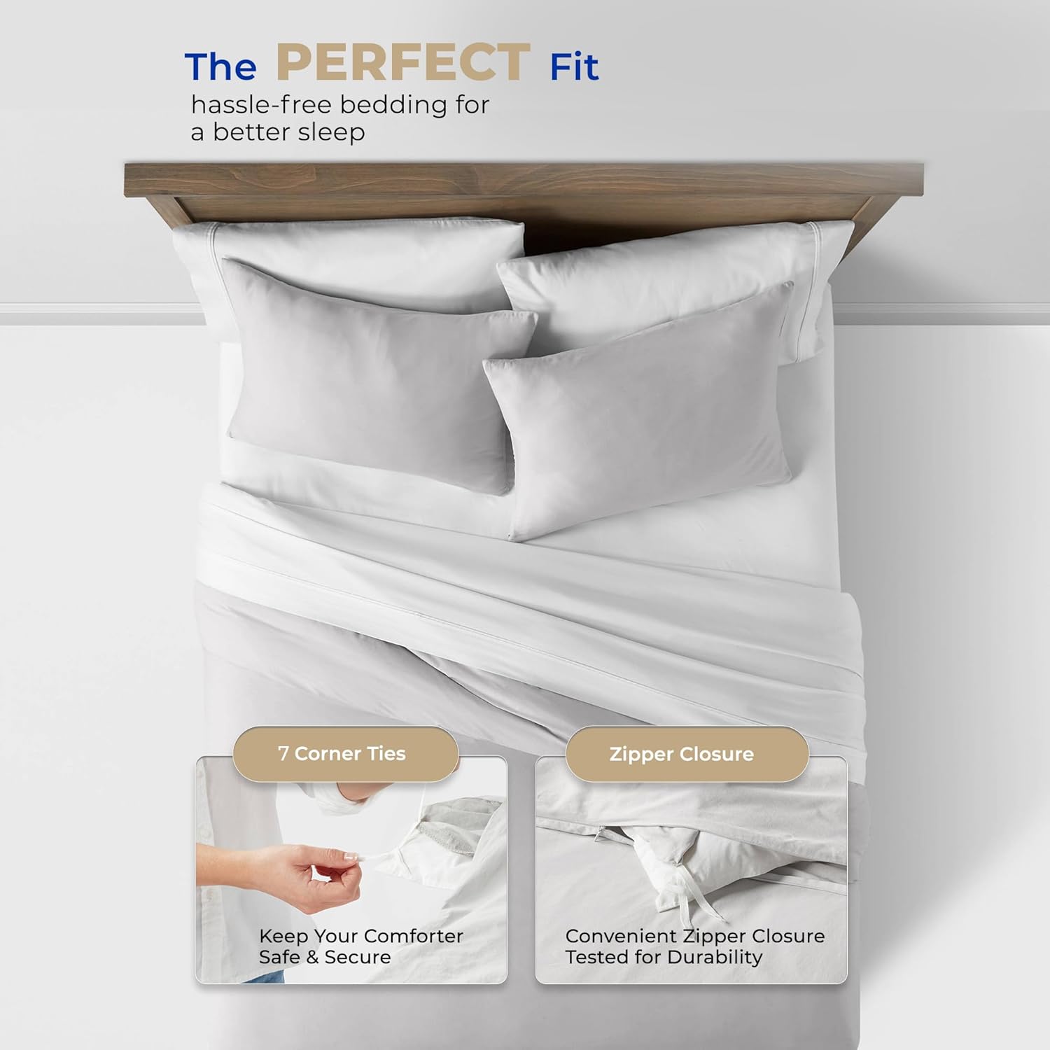 THREAD SPREAD 100% Egyptian Cotton Twin XL/Twin Duvet Cover Only - Luxury 400 Thread Count Duvet Cover Twin Size, Soft, Breathable & Durable Hidden Zipper Closure & 7 Corner Ties (1 PC, Light Grey)